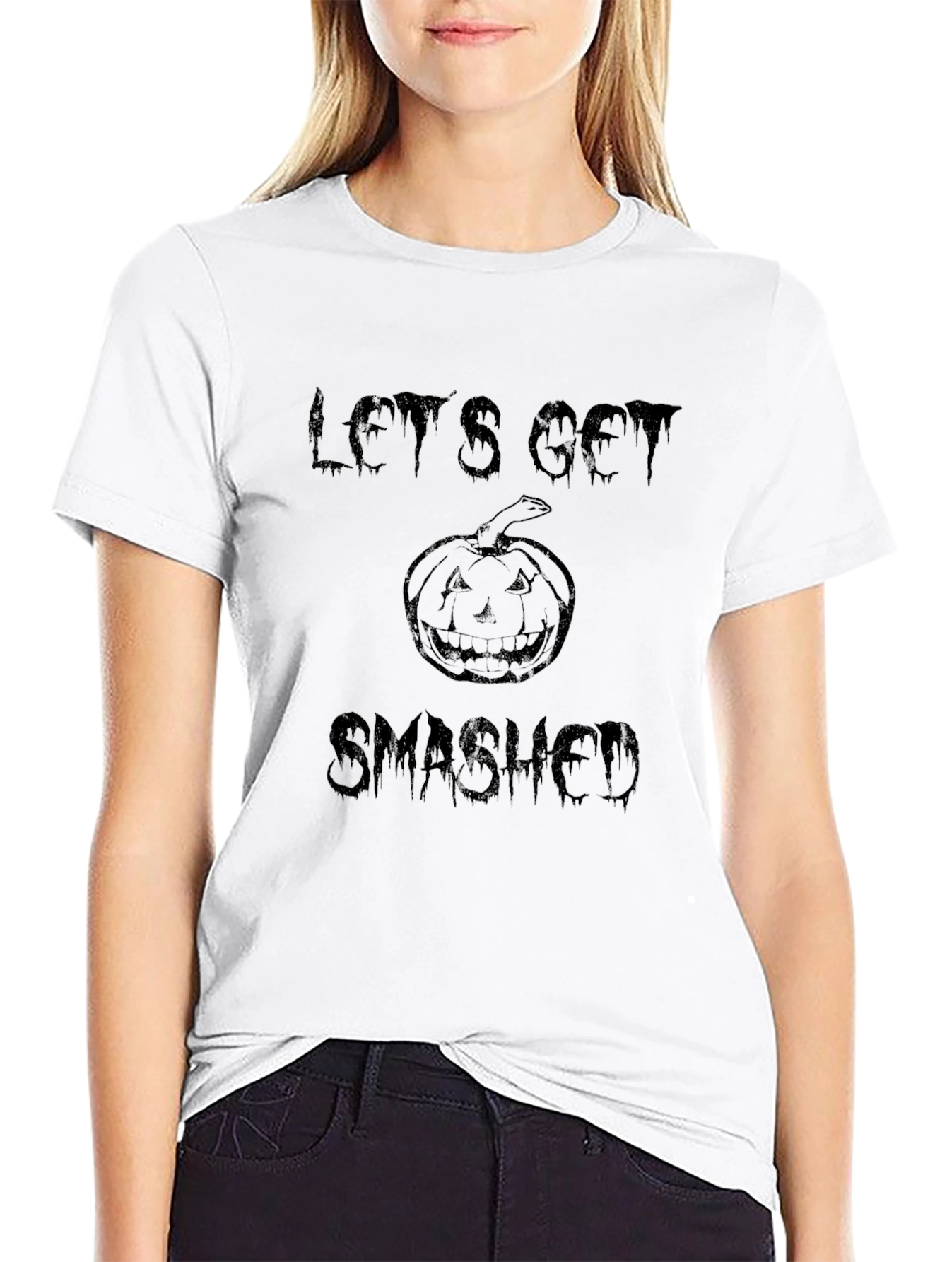 Lets Get Smashed Halloween T-Shirt - Pumpkin Graphic