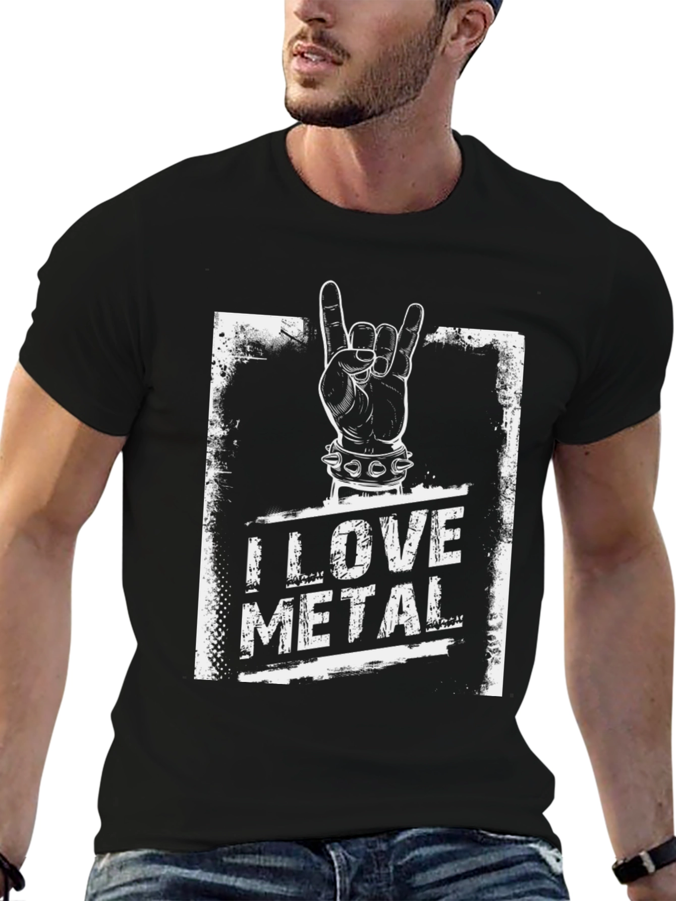 I Love Metal Rock Hand Black T-Shirt