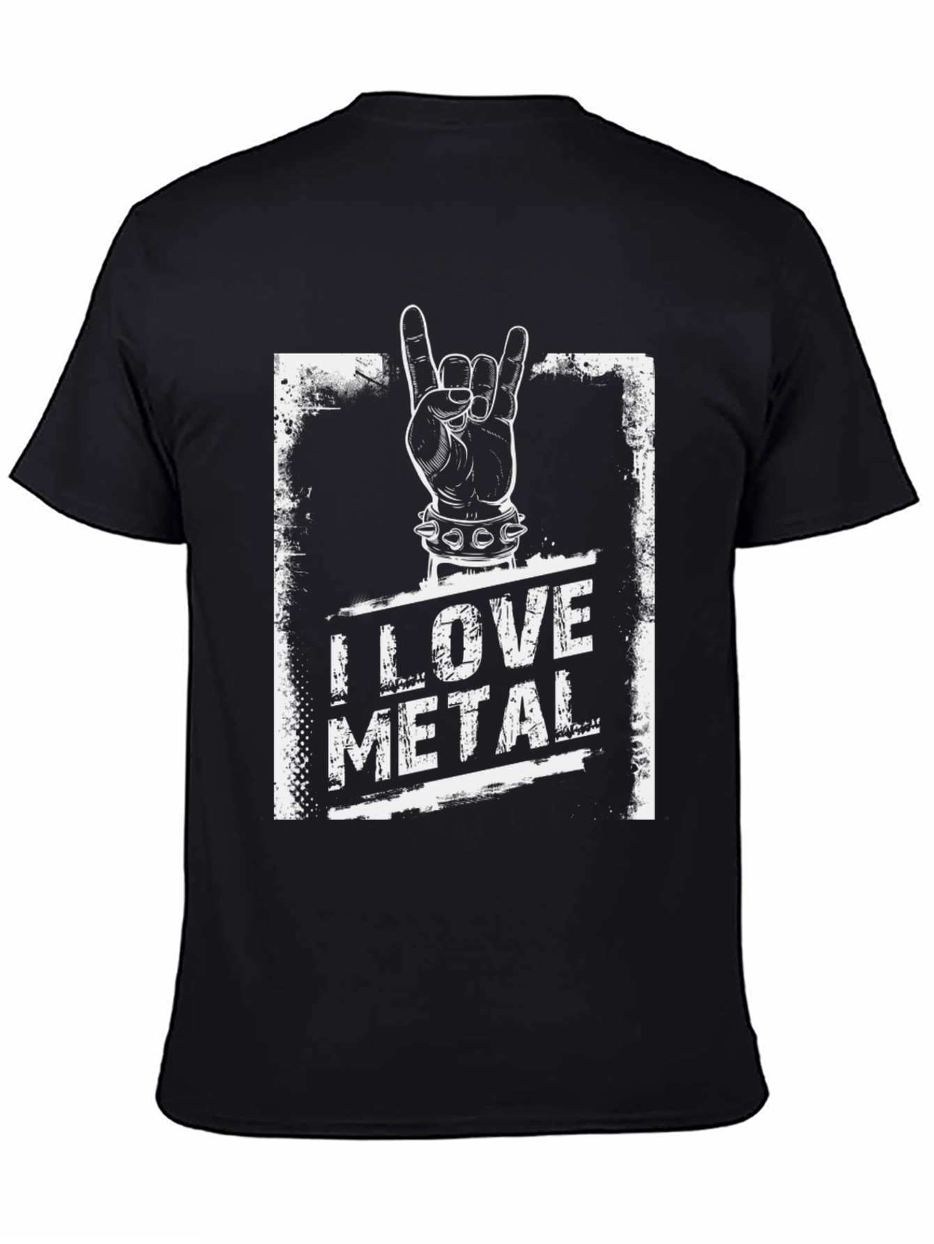 I Love Metal Rock Hand Black T-Shirt