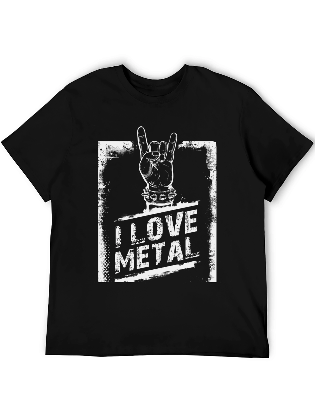 I Love Metal Rock Hand Black T-Shirt