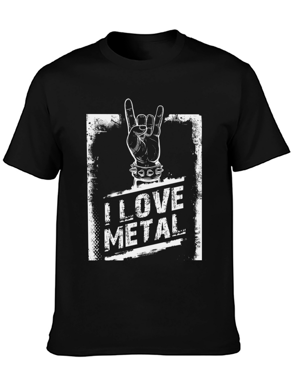 I Love Metal Rock Hand Black T-Shirt