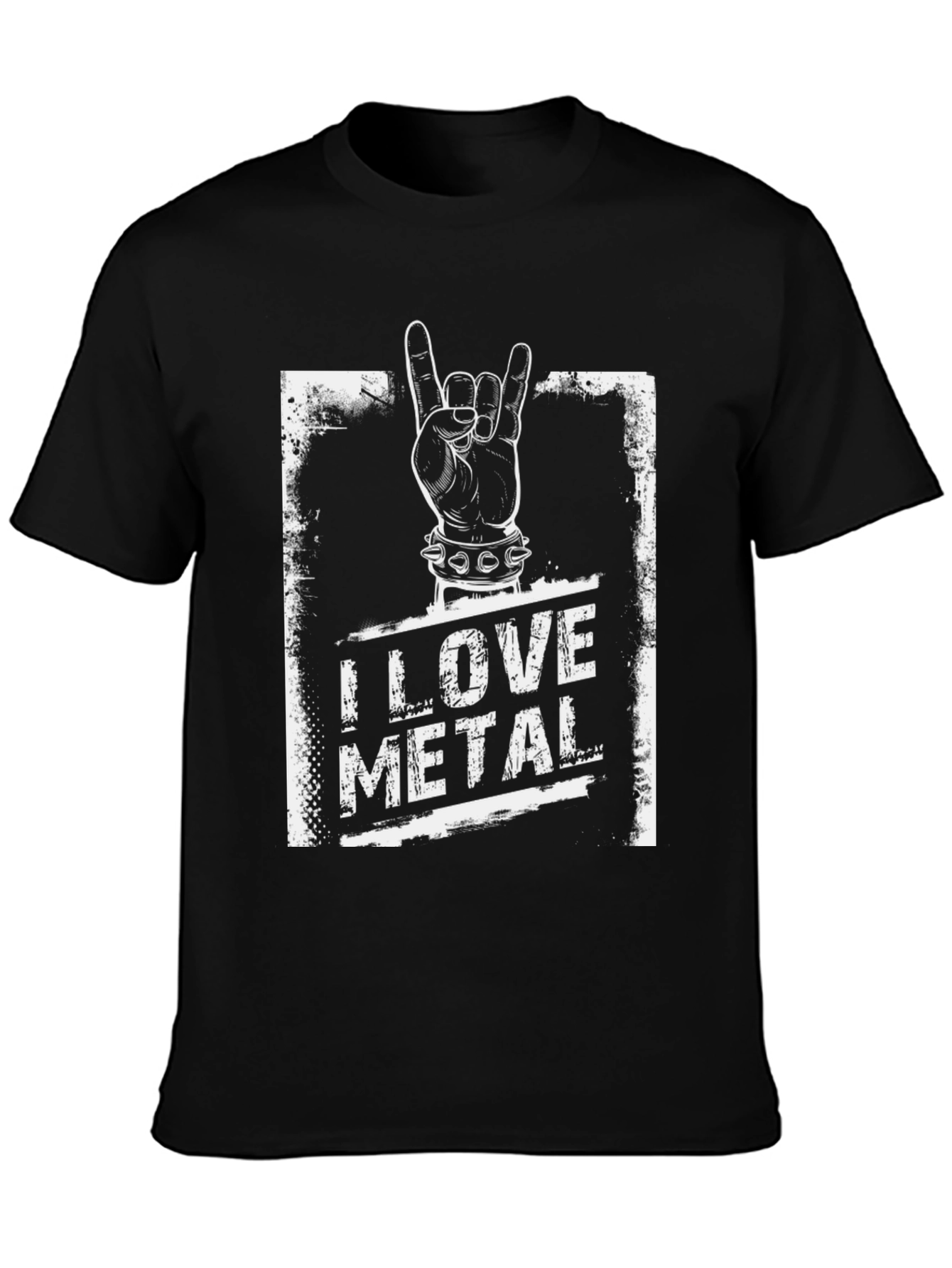 I Love Metal Rock Hand Black T-Shirt
