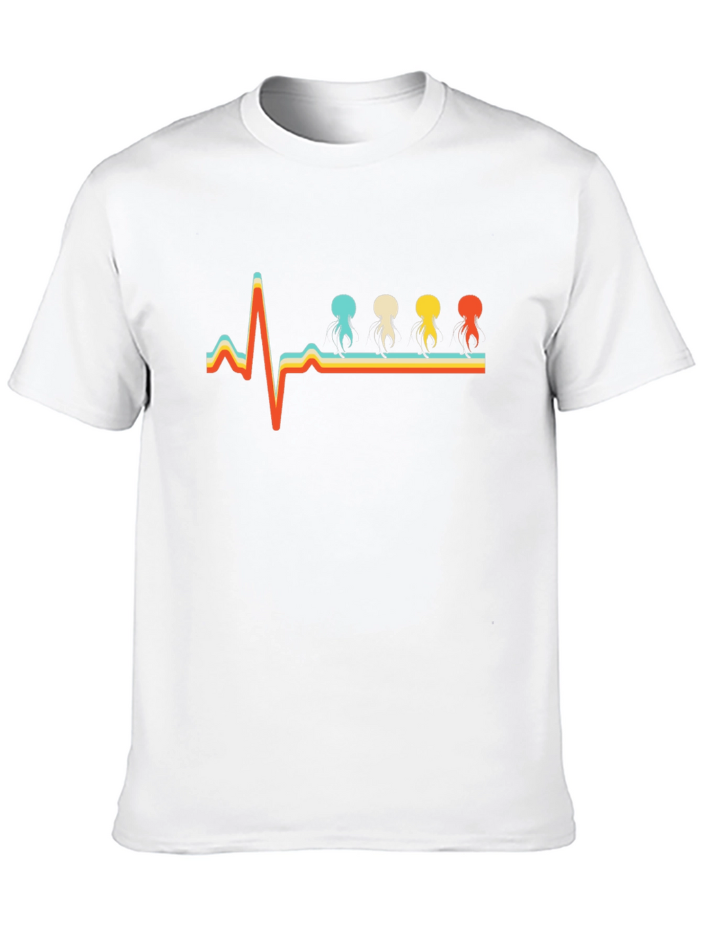 Retro Heartbeat Jellyfish T-Shirt - Unique Design