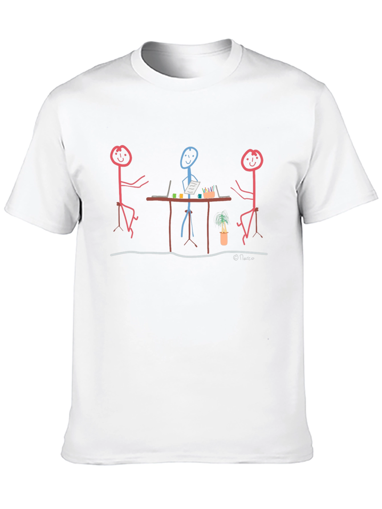 Stick Figure Meeting Graphic T-Shirt