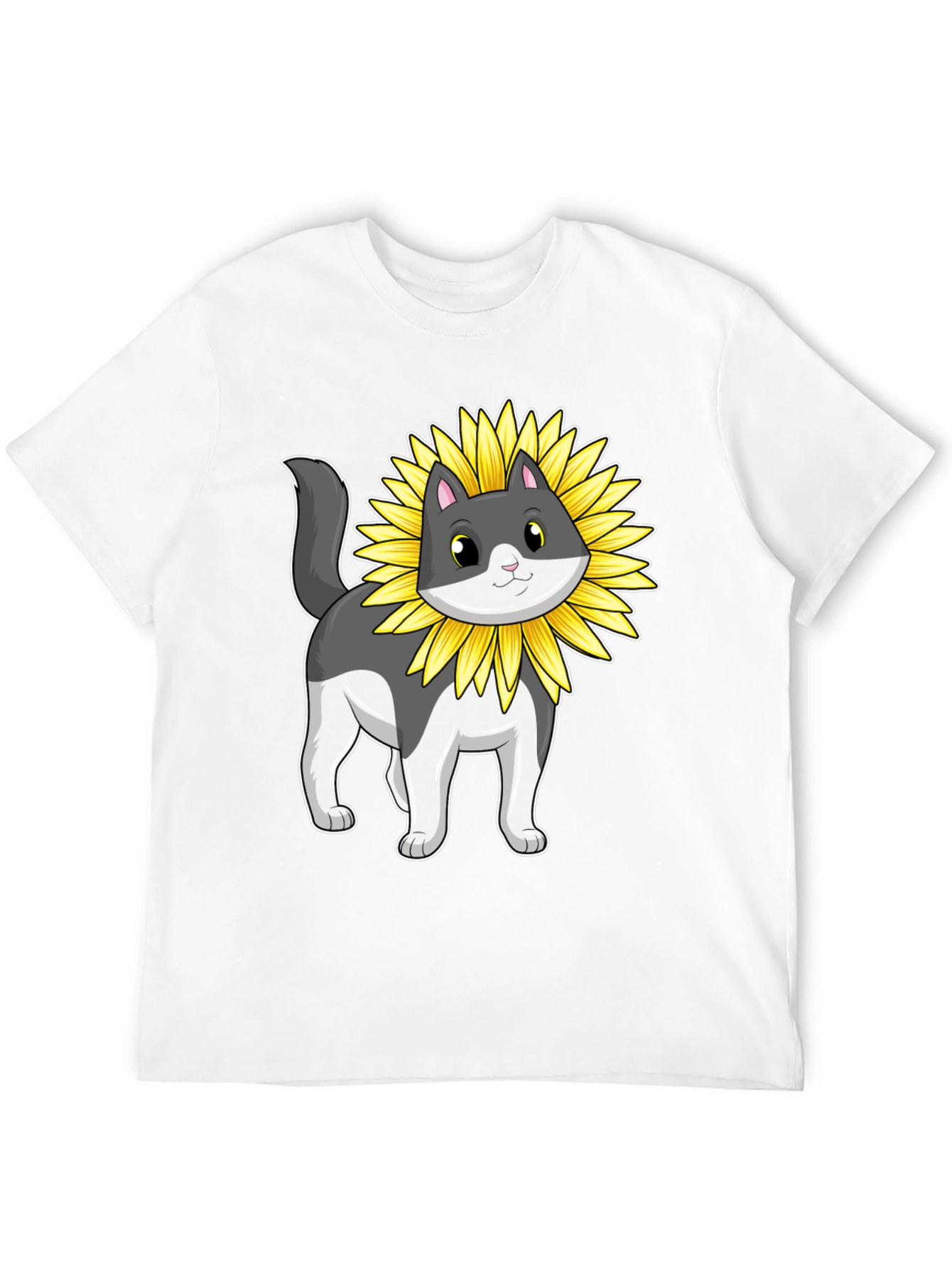 Sunflower Cat Graphic T-Shirt