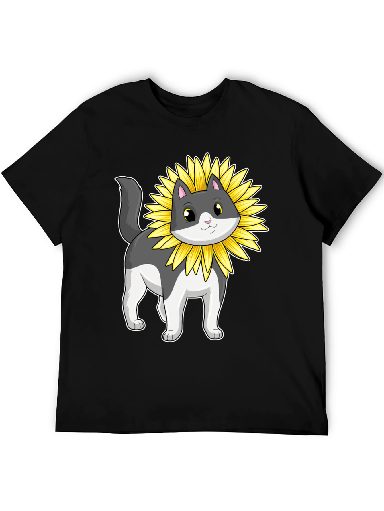 Sunflower Cat Graphic T-Shirt