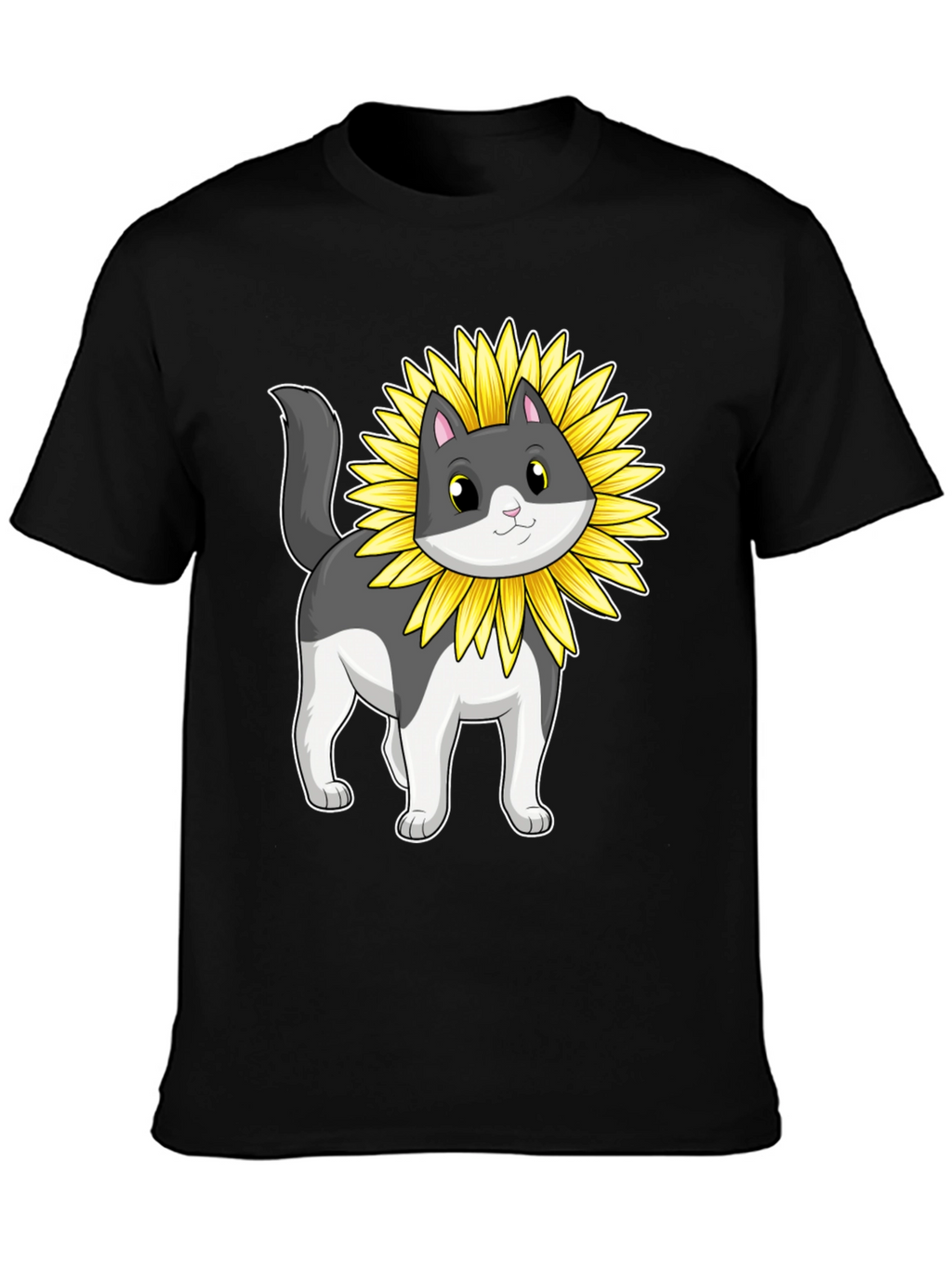 Sunflower Cat Graphic T-Shirt