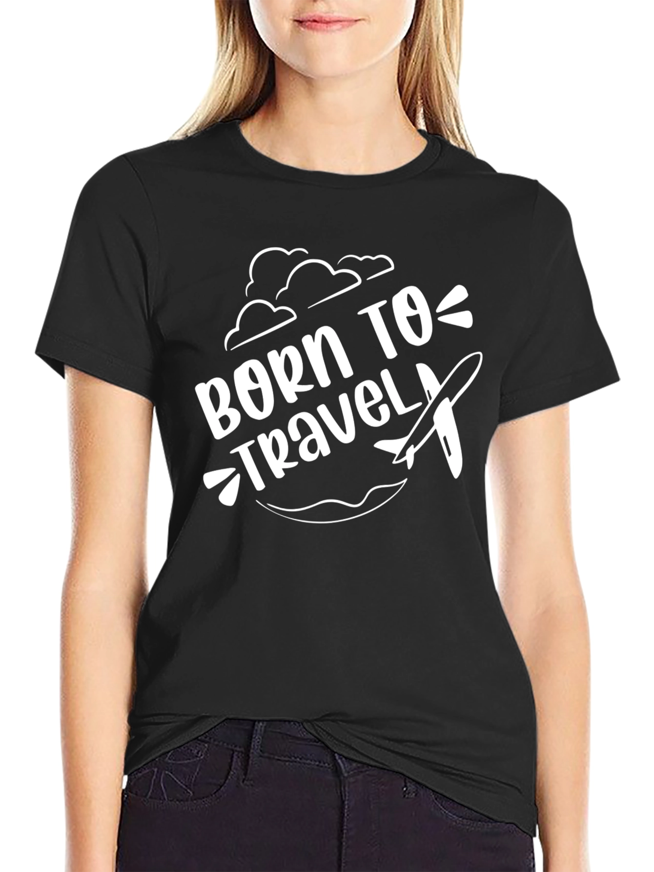 Born to Travel Graphic Tee - Black Cotton T-Shirt