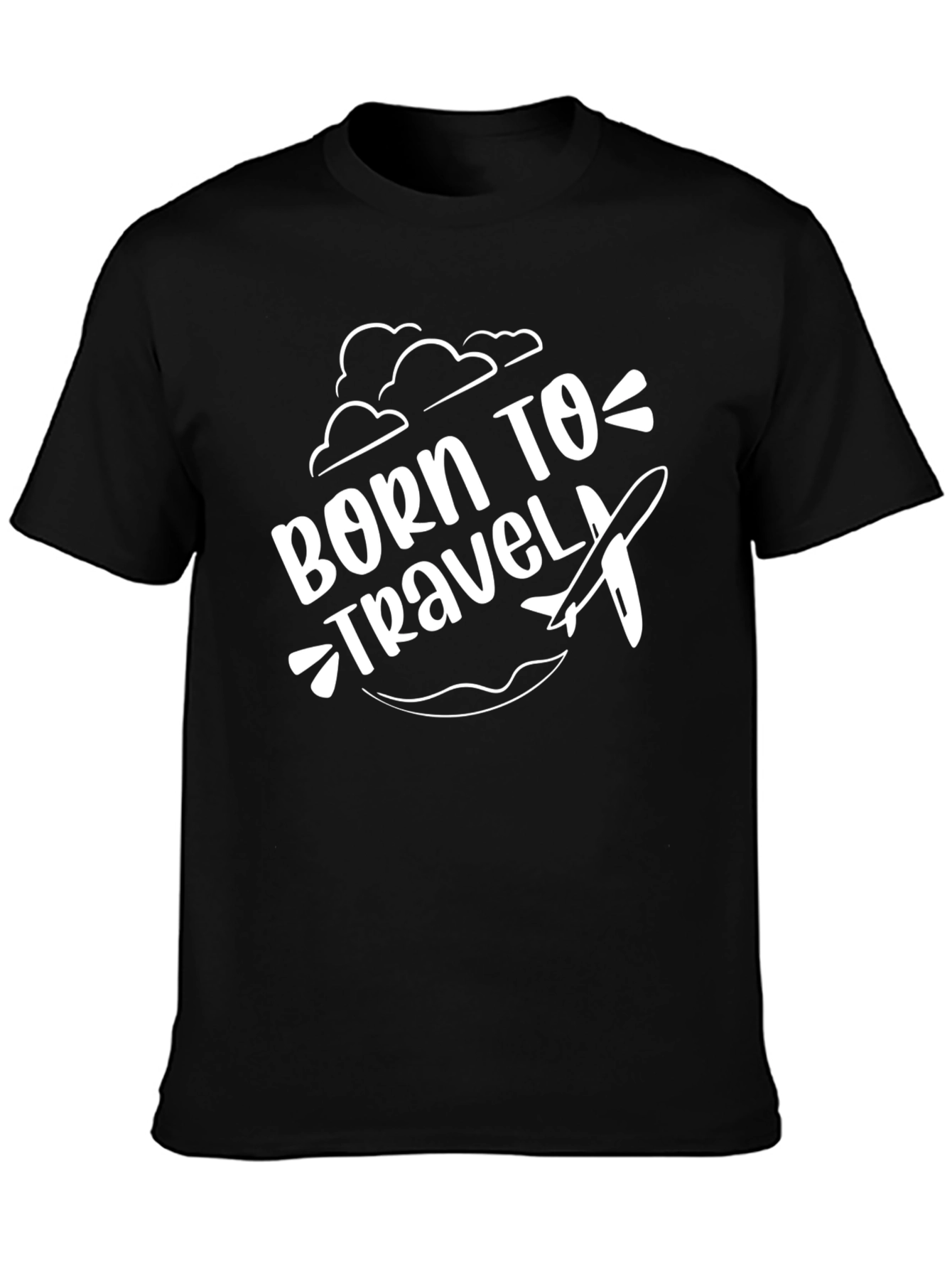 Born to Travel Graphic Tee - Black Cotton T-Shirt