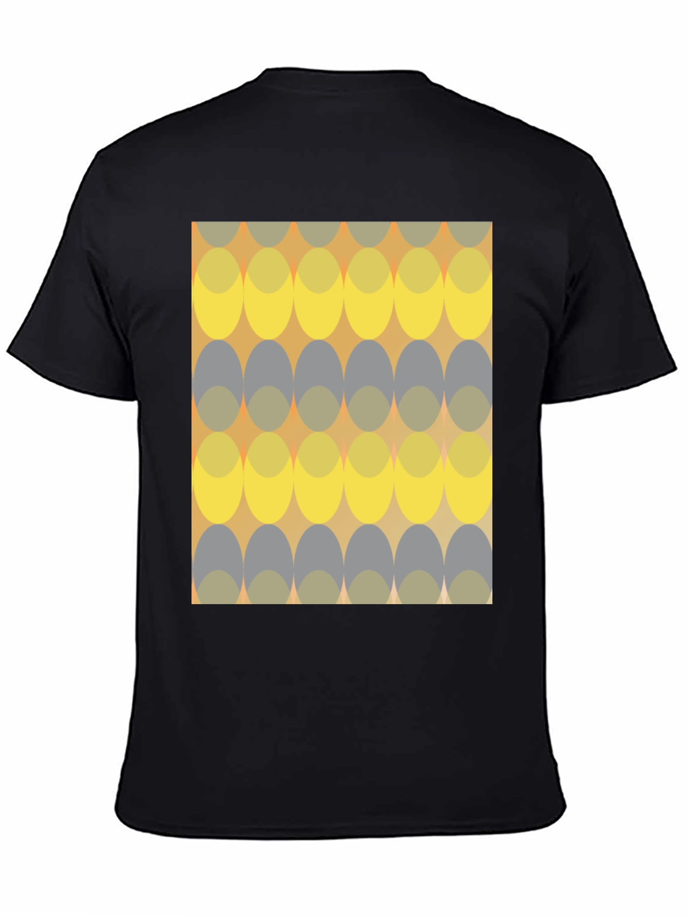 Retro Ellipse Pattern Black T-Shirt
