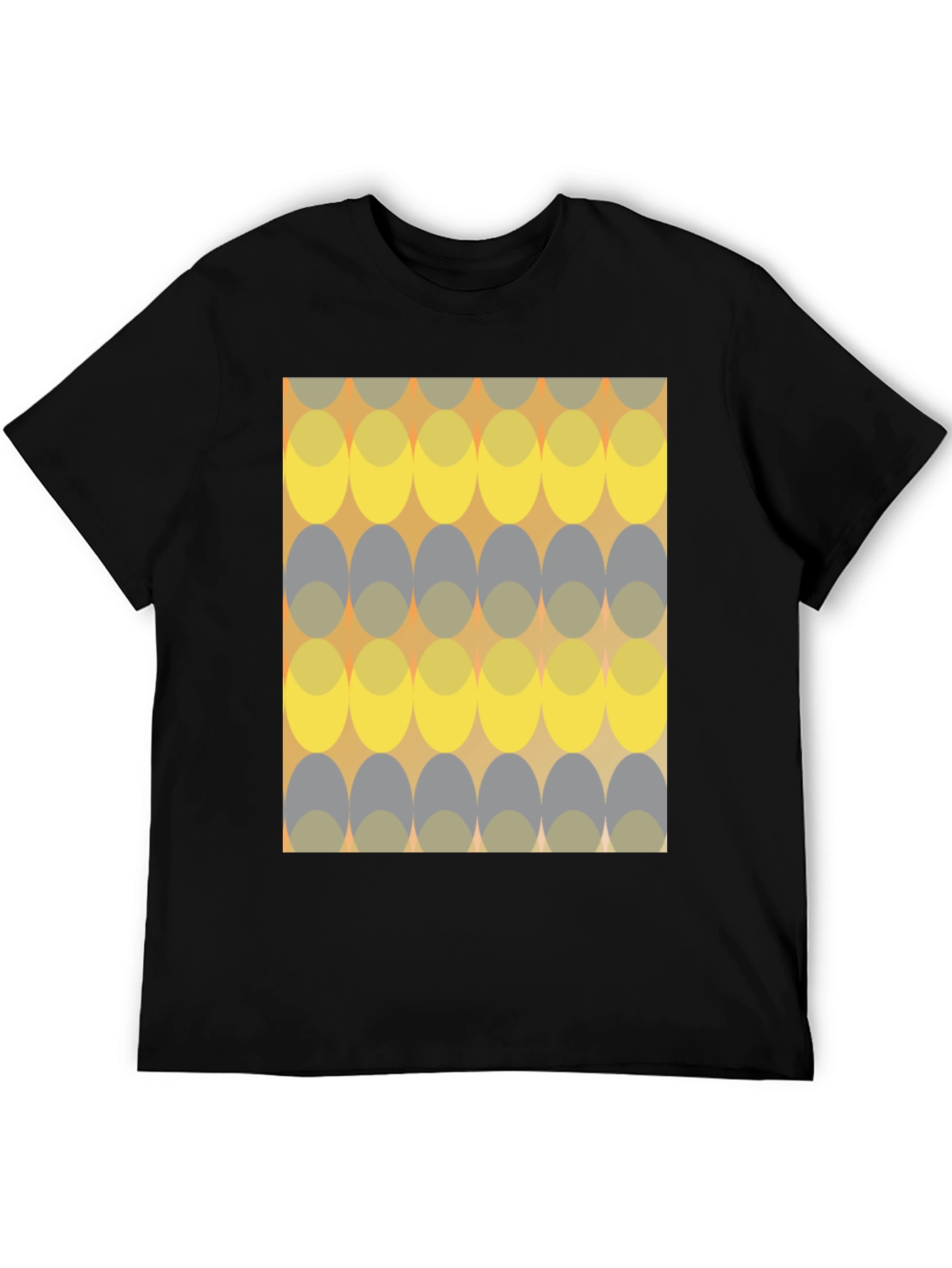 Retro Ellipse Pattern Black T-Shirt