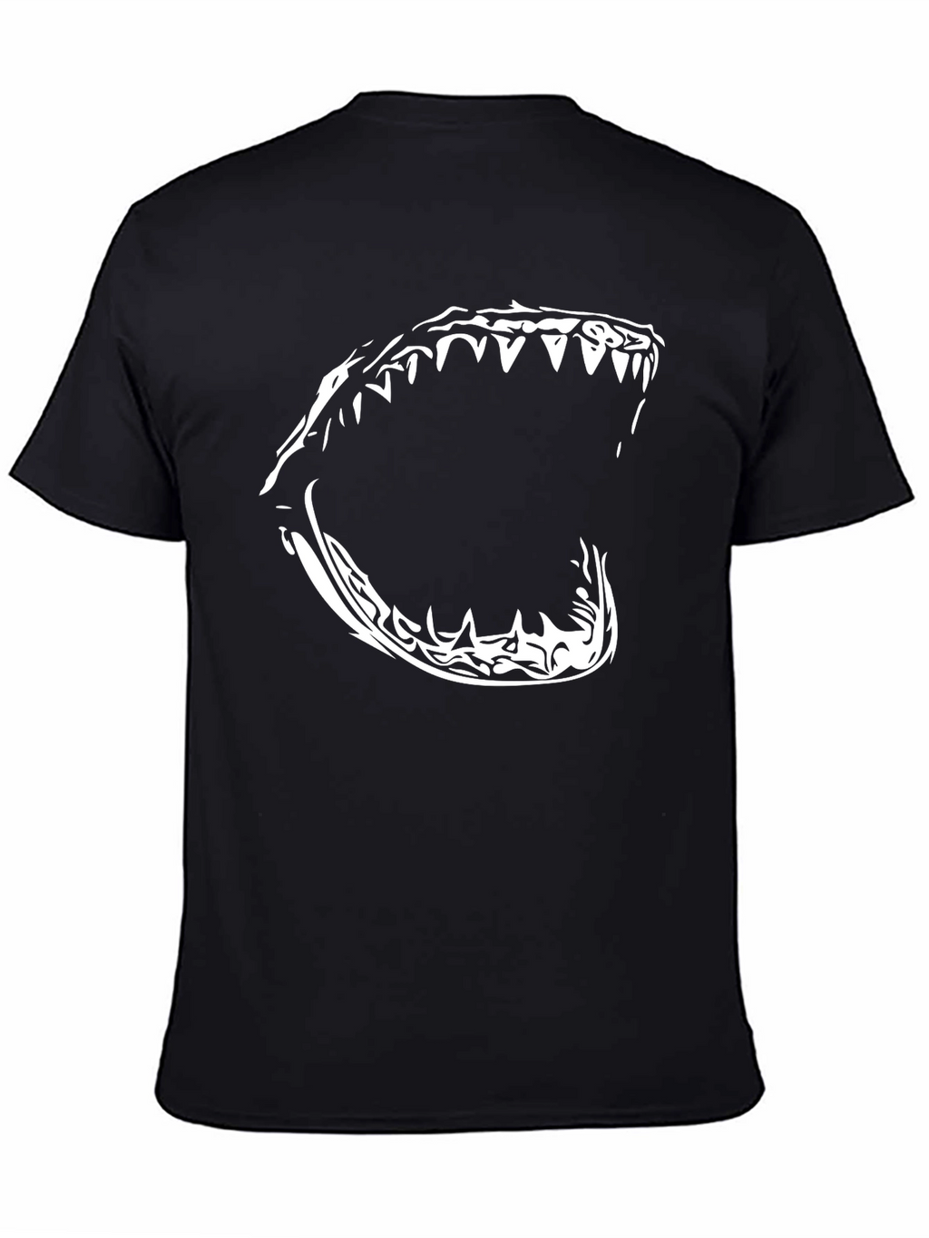 Mens Black T-Shirt with Shark Jaw Graphic