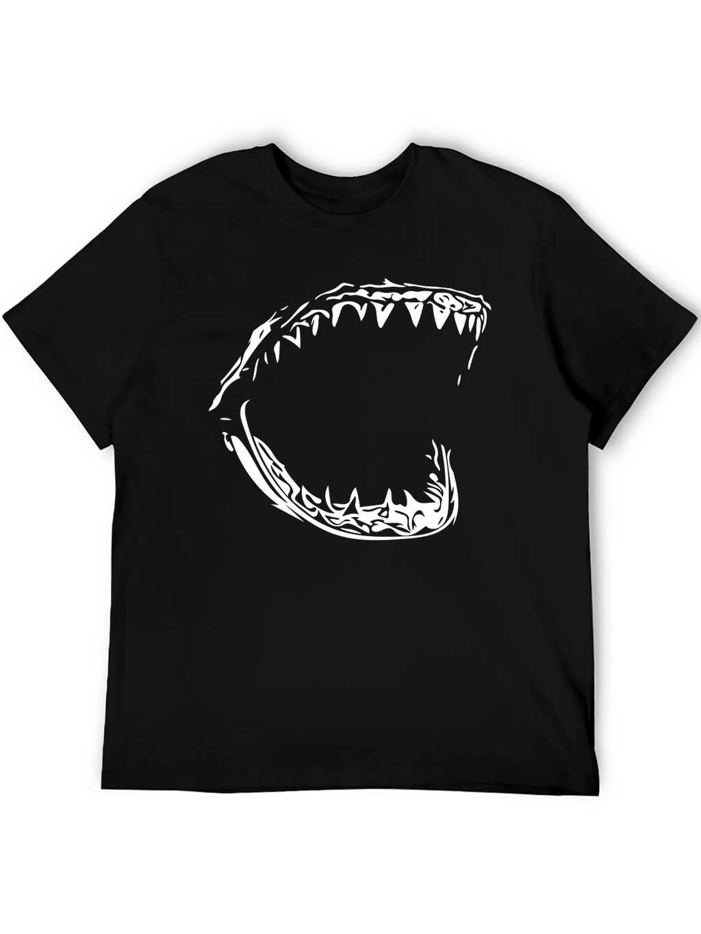 Mens Black T-Shirt with Shark Jaw Graphic