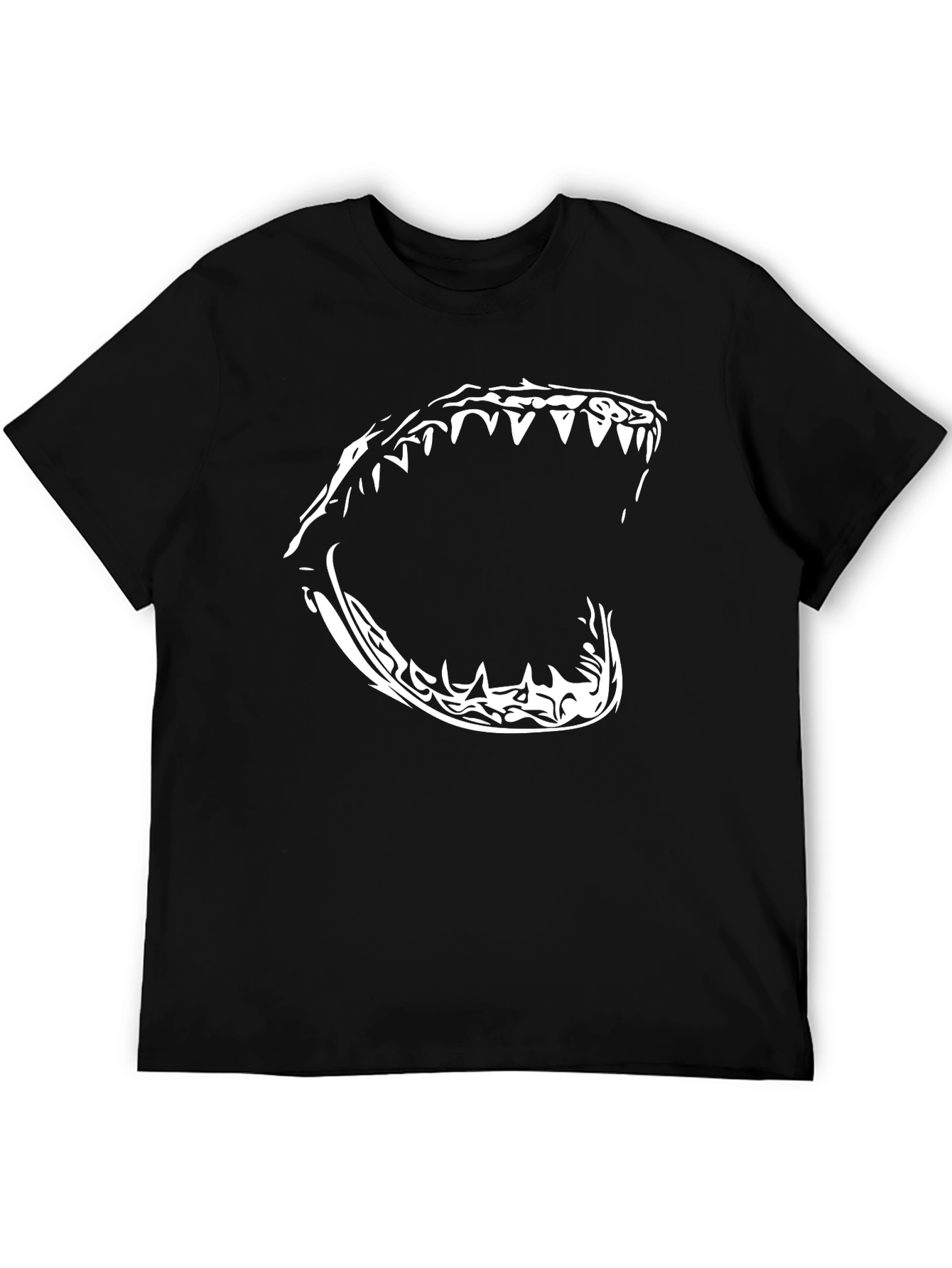 Mens Black T-Shirt with Shark Jaw Graphic