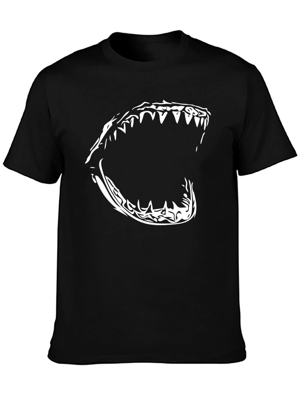 Mens Black T-Shirt with Shark Jaw Graphic