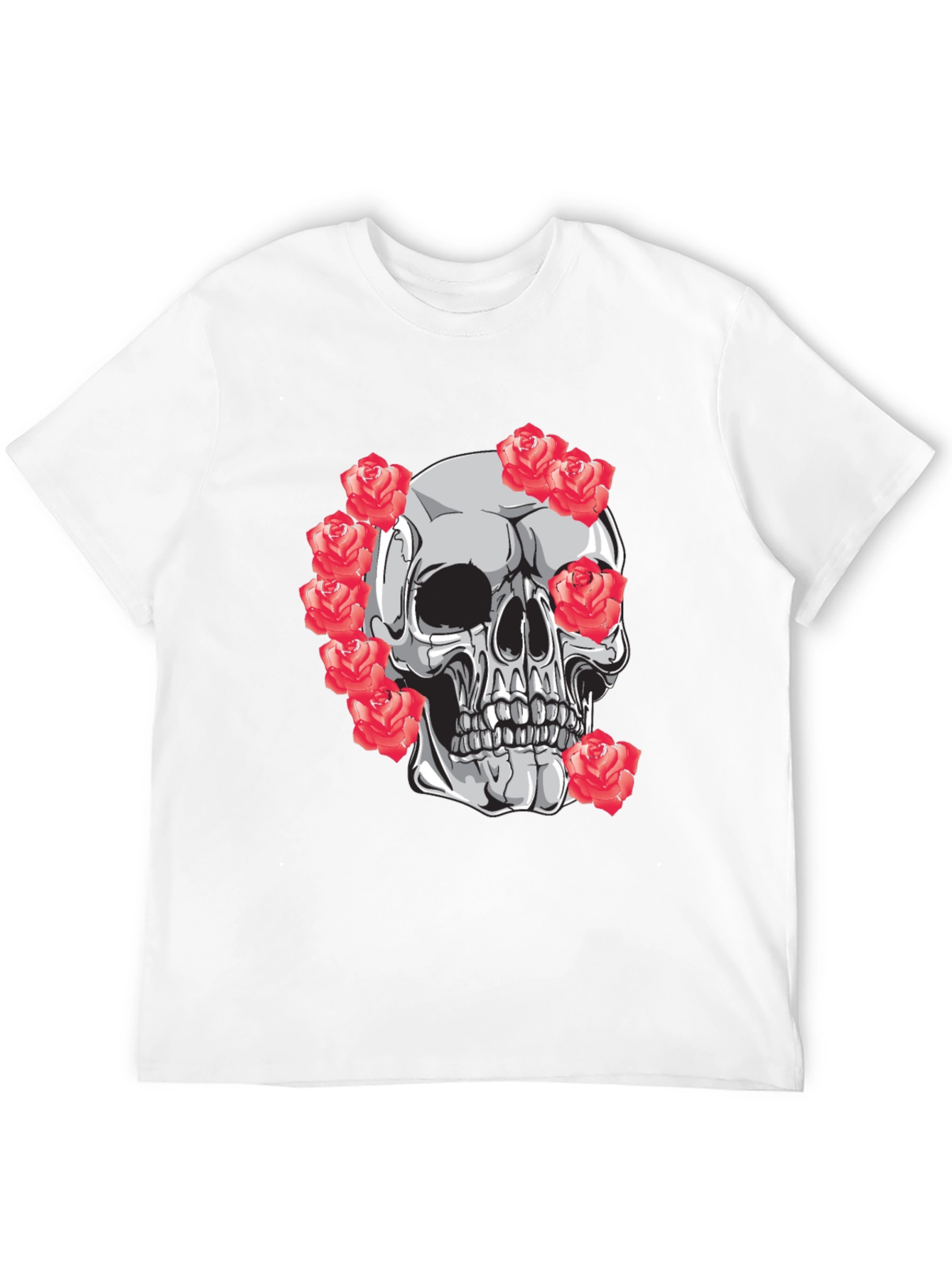 Skull & Roses Graphic Tee - Mens Black T-Shirt