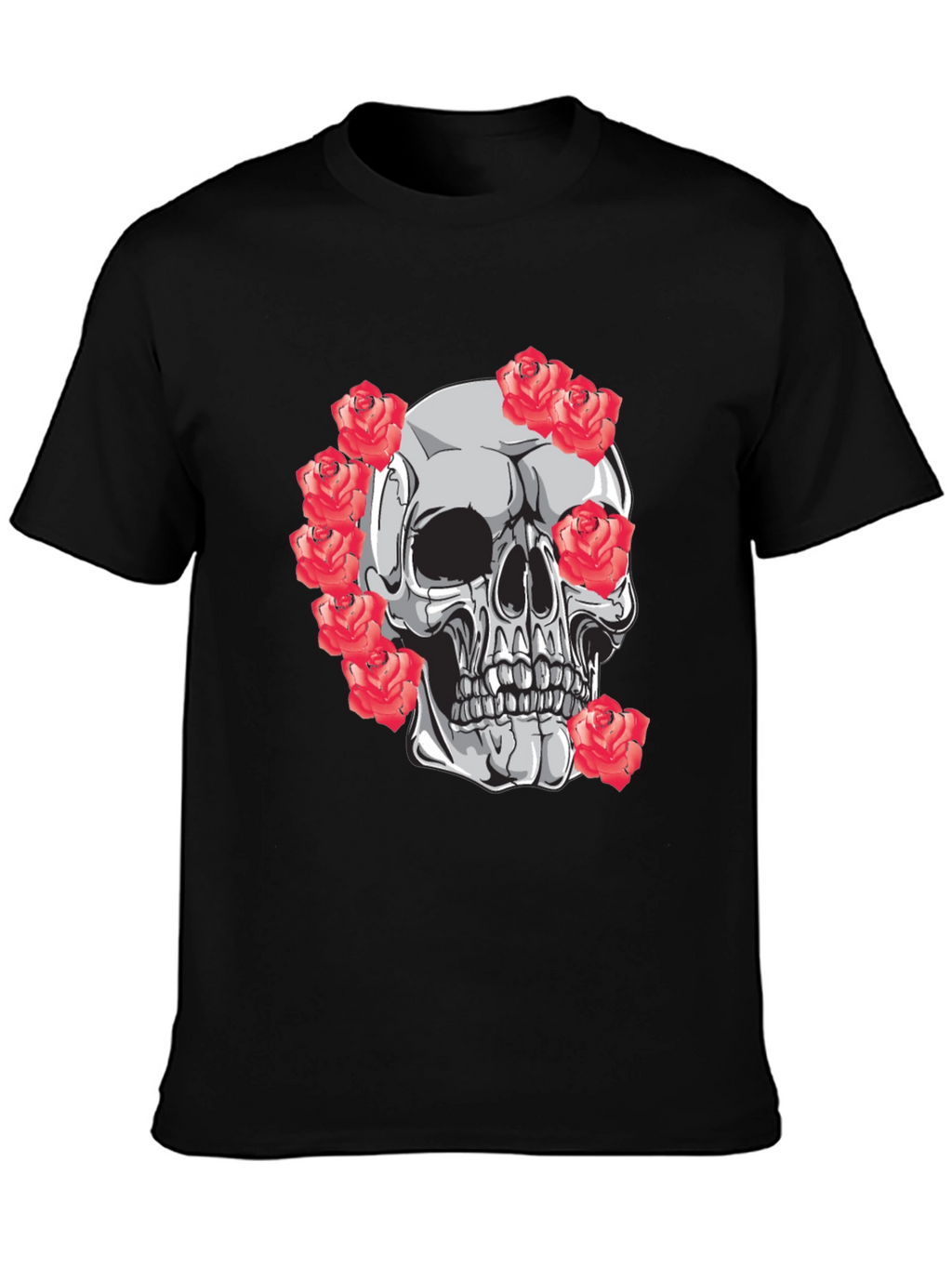 Skull & Roses Graphic Tee - Mens Black T-Shirt