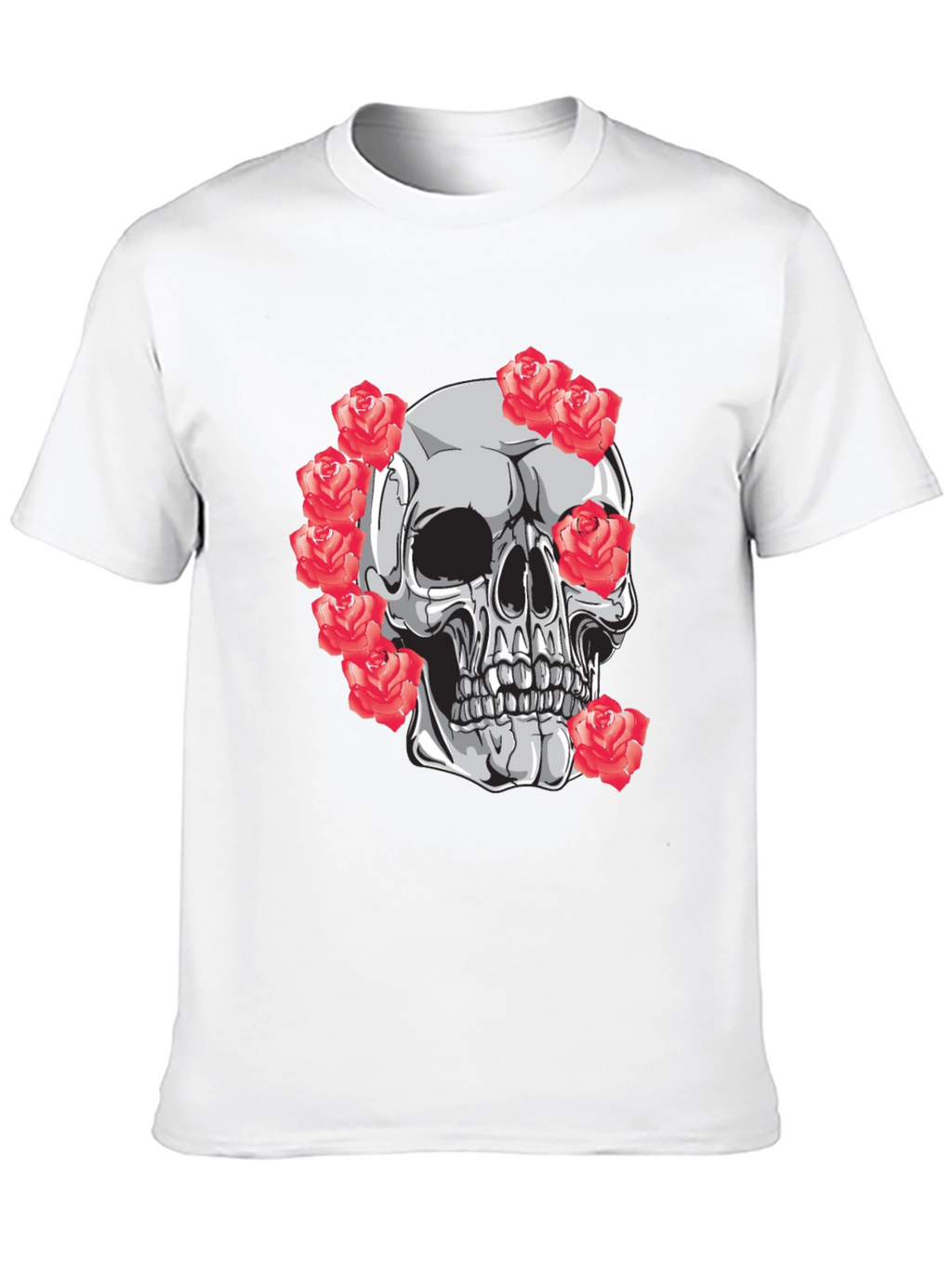 Skull & Roses Graphic Tee - Mens Black T-Shirt