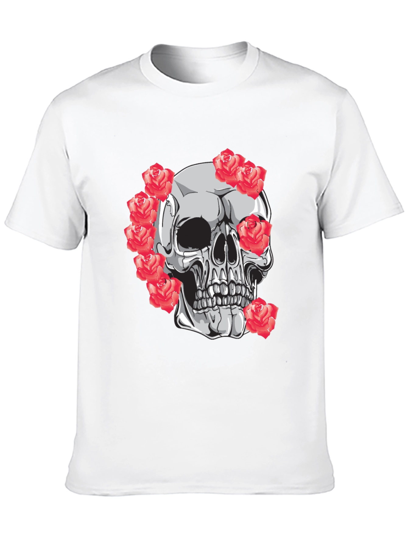 Skull & Roses Graphic Tee - Mens Black T-Shirt