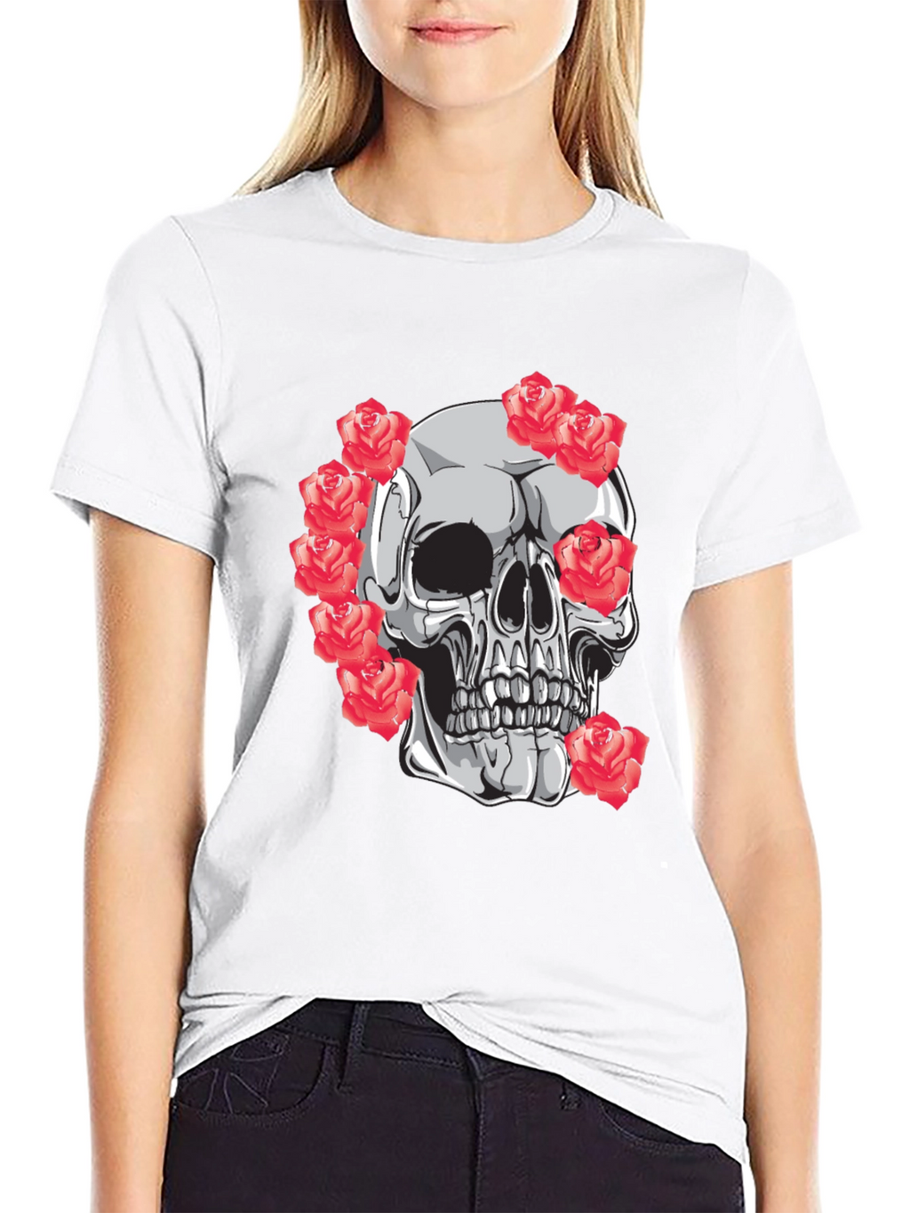 Skull & Roses Graphic Tee - Mens Black T-Shirt