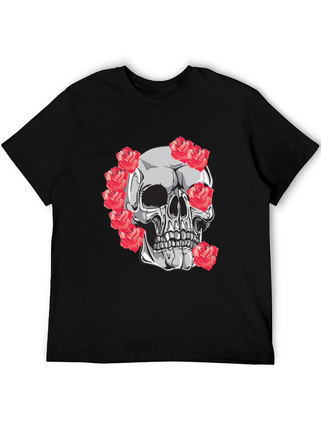 Skull & Roses Graphic Tee - Mens Black T-Shirt