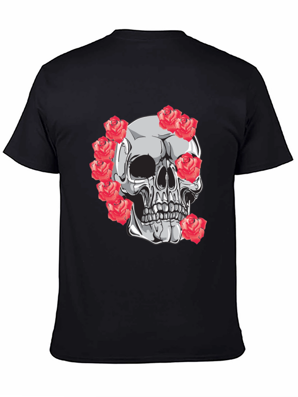 Skull & Roses Graphic Tee - Mens Black T-Shirt