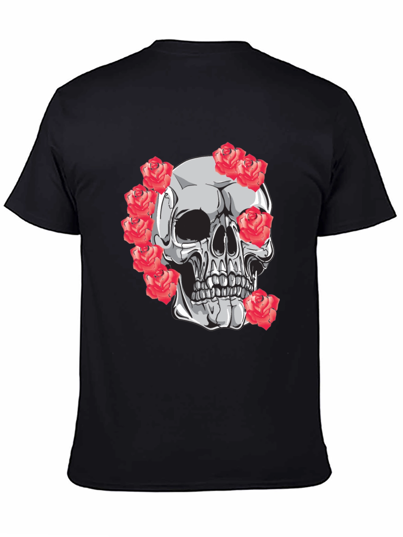 Skull & Roses Graphic Tee - Mens Black T-Shirt