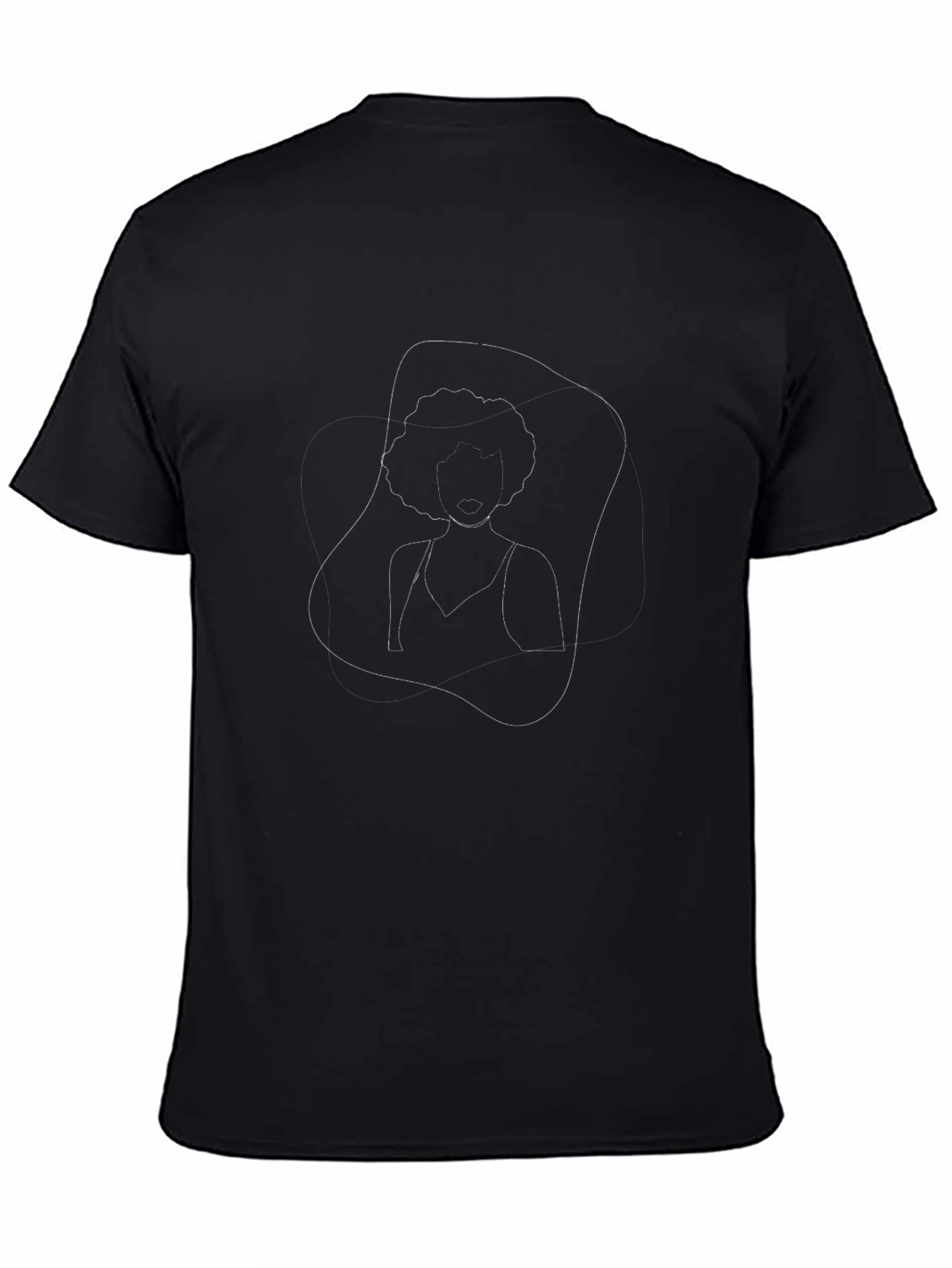 Black Graphic Tee - Afro Line Art