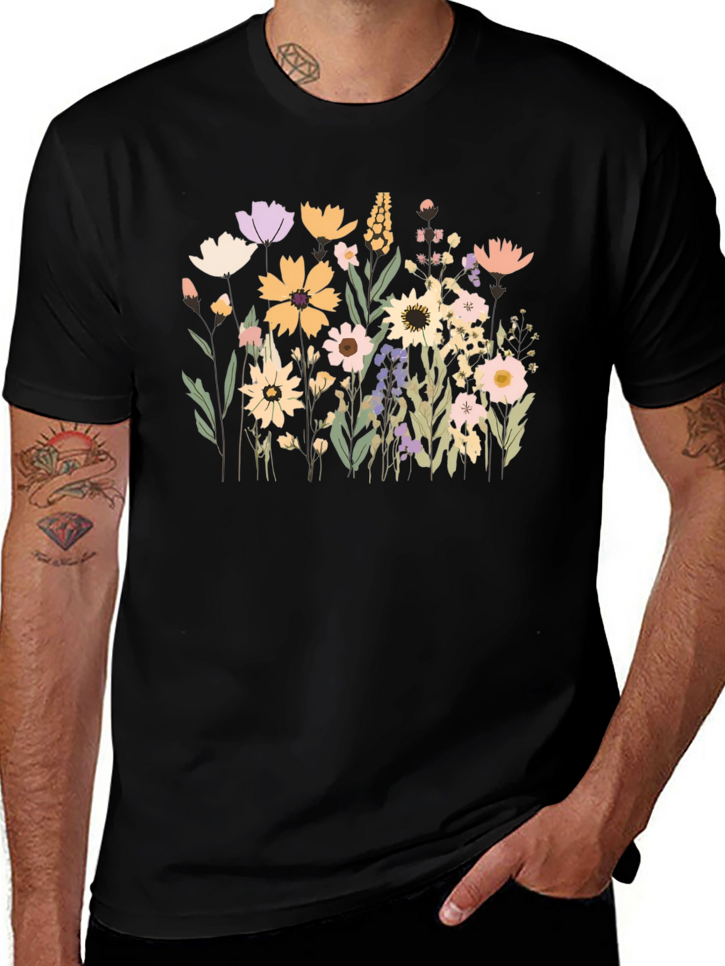Floral Black T-Shirt
