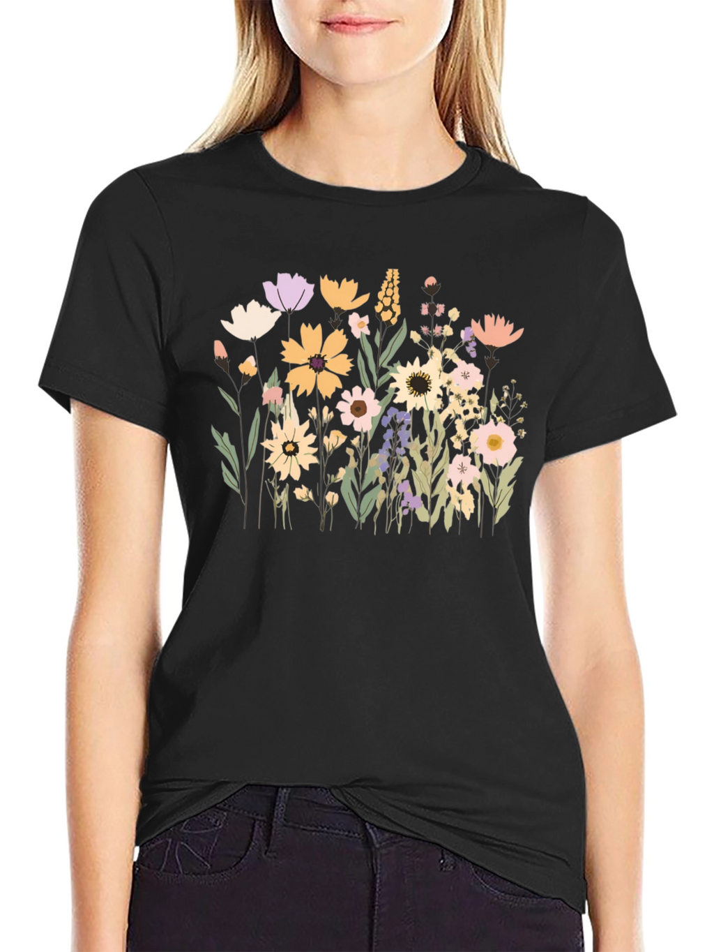Floral Black T-Shirt