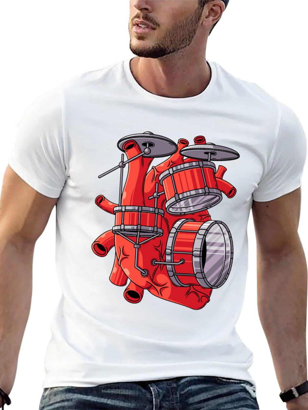 Anatomical Heart Drum Set T-Shirt