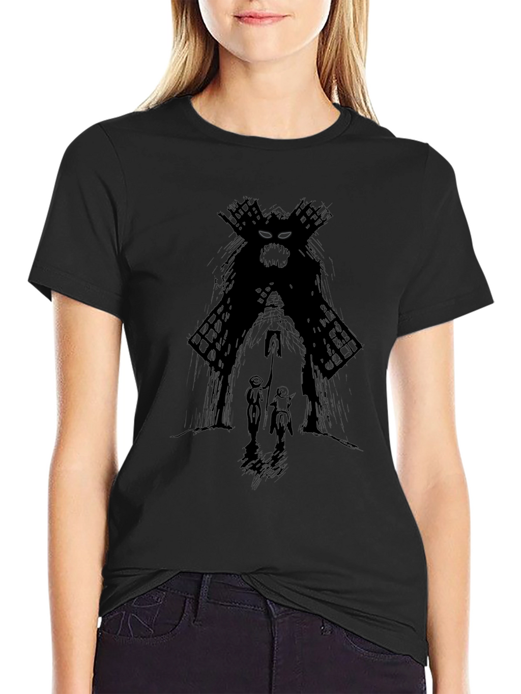 Dark Fantasy Graphic Print Black T-Shirt