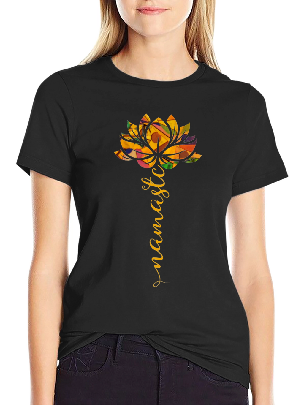 Namaste Lotus Flower Graphic T-Shirt - Yoga Inspired Tee