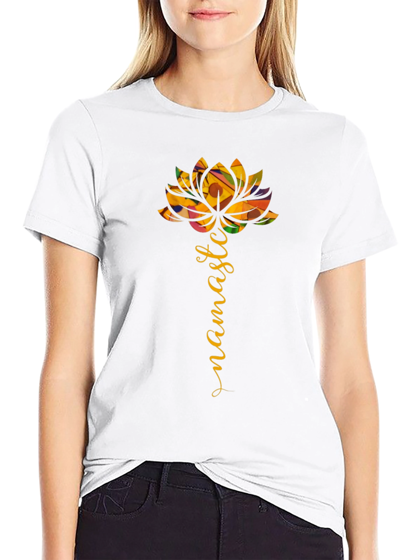Namaste Lotus Flower Graphic T-Shirt - Yoga Inspired Tee