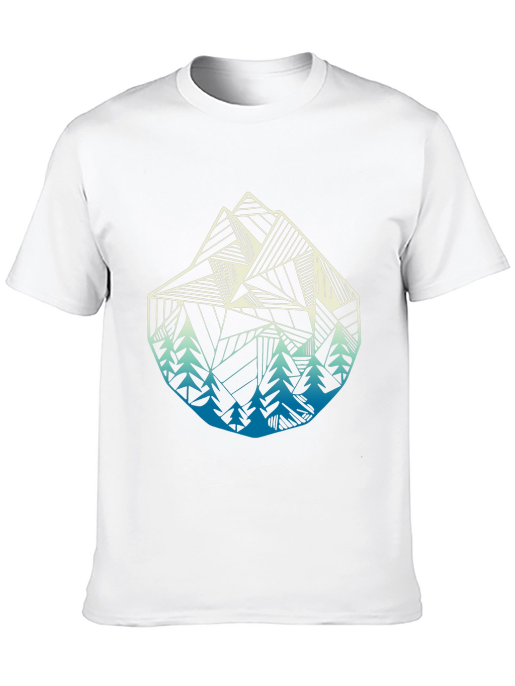 Geometric Mountain & Trees Graphic Tee - Black