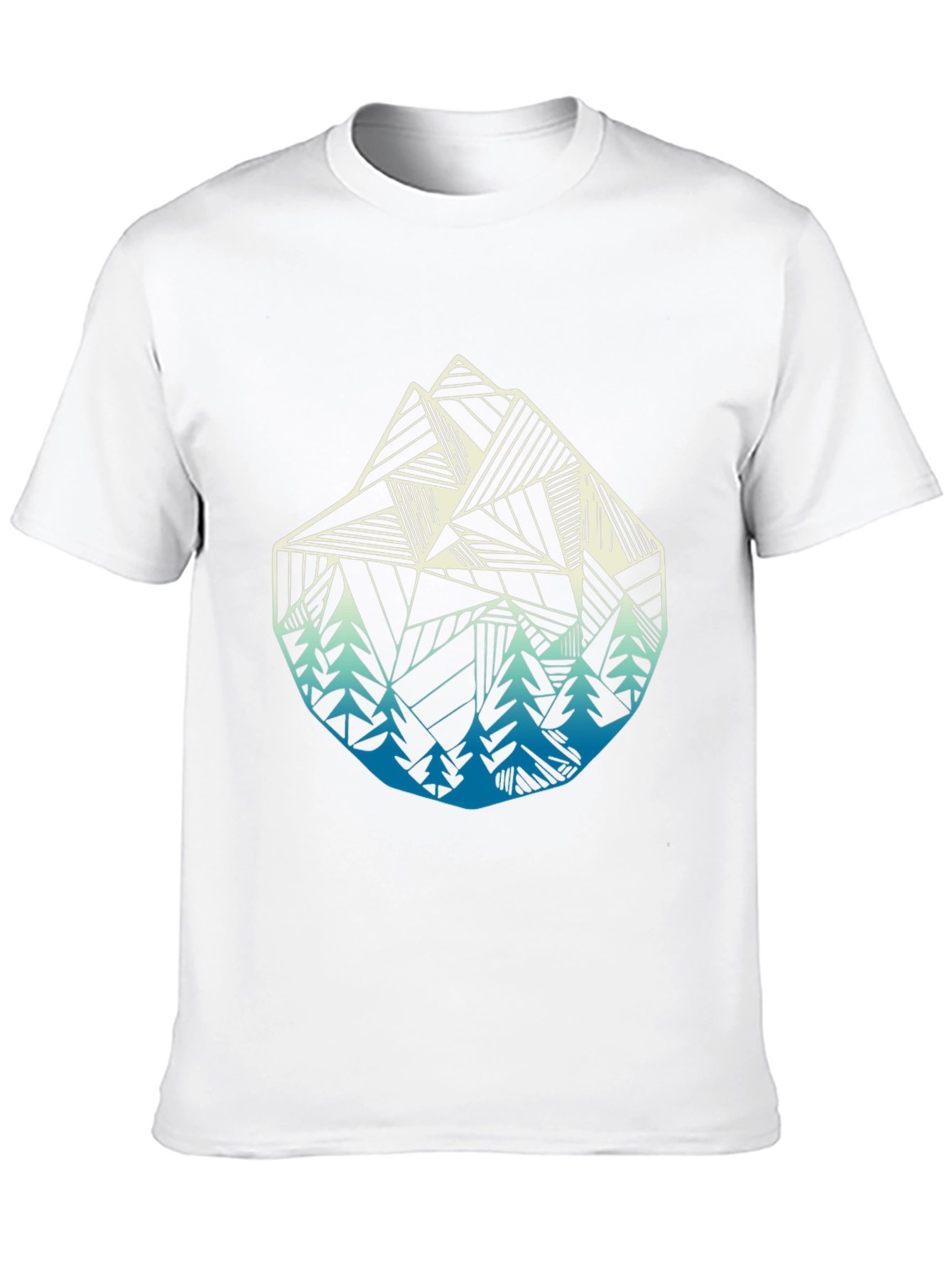 Geometric Mountain & Trees Graphic Tee - Black