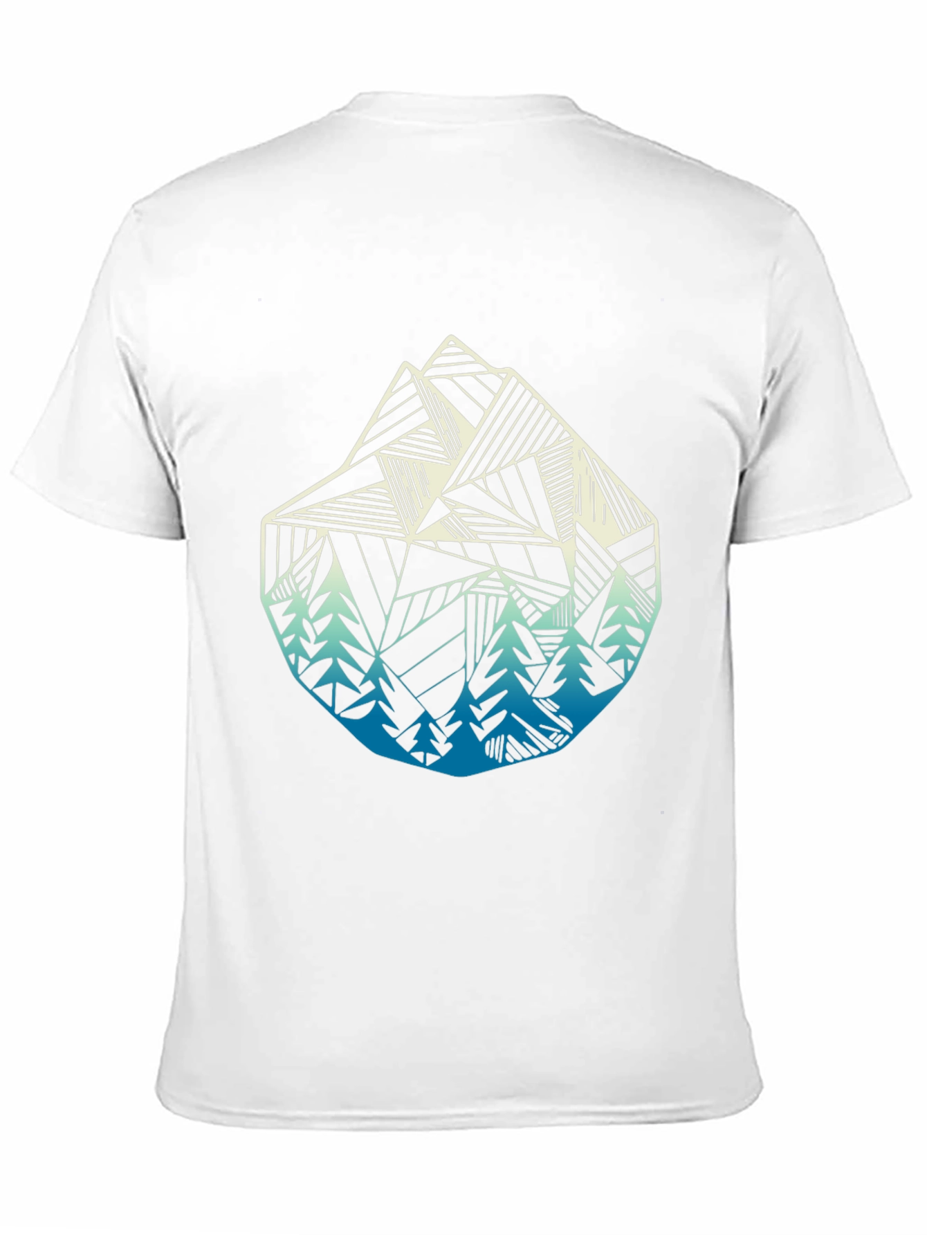Geometric Mountain & Trees Graphic Tee - Black