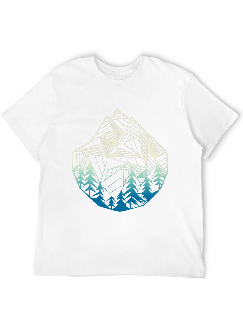 Geometric Mountain & Trees Graphic Tee - Black