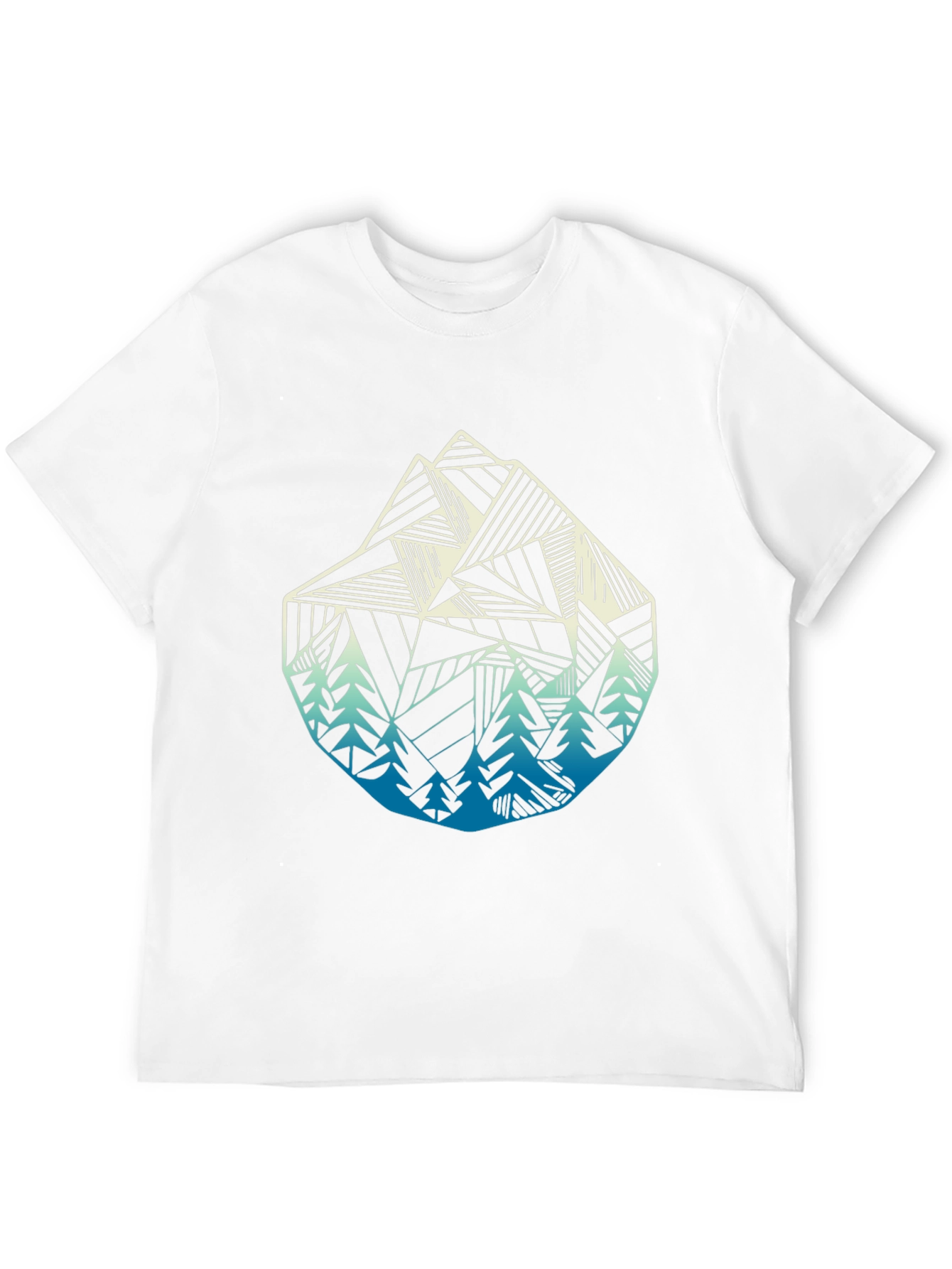 Geometric Mountain & Trees Graphic Tee - Black