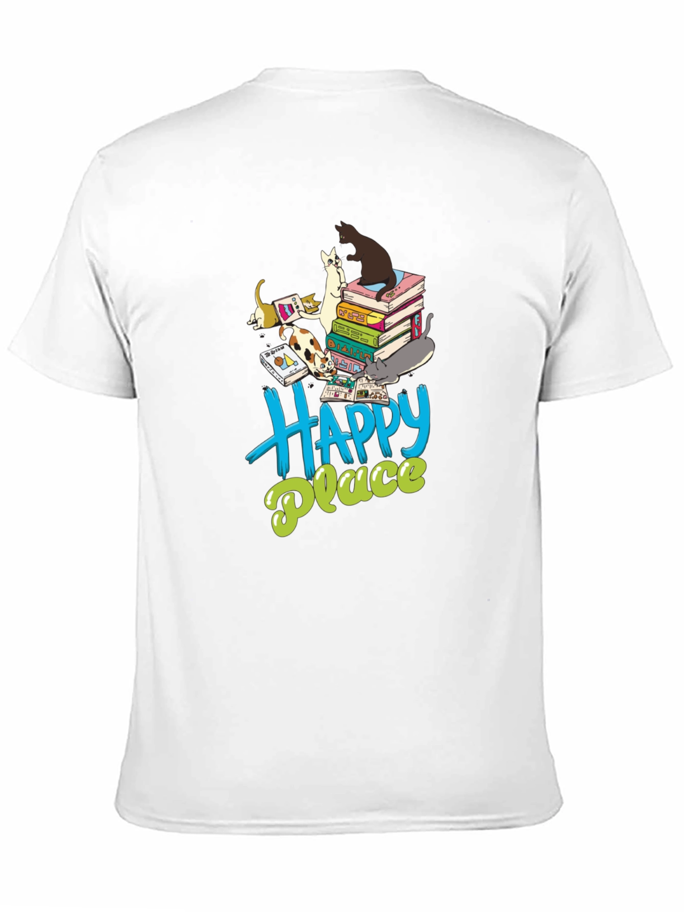 Cats & Books Happy Place Graphic Tee