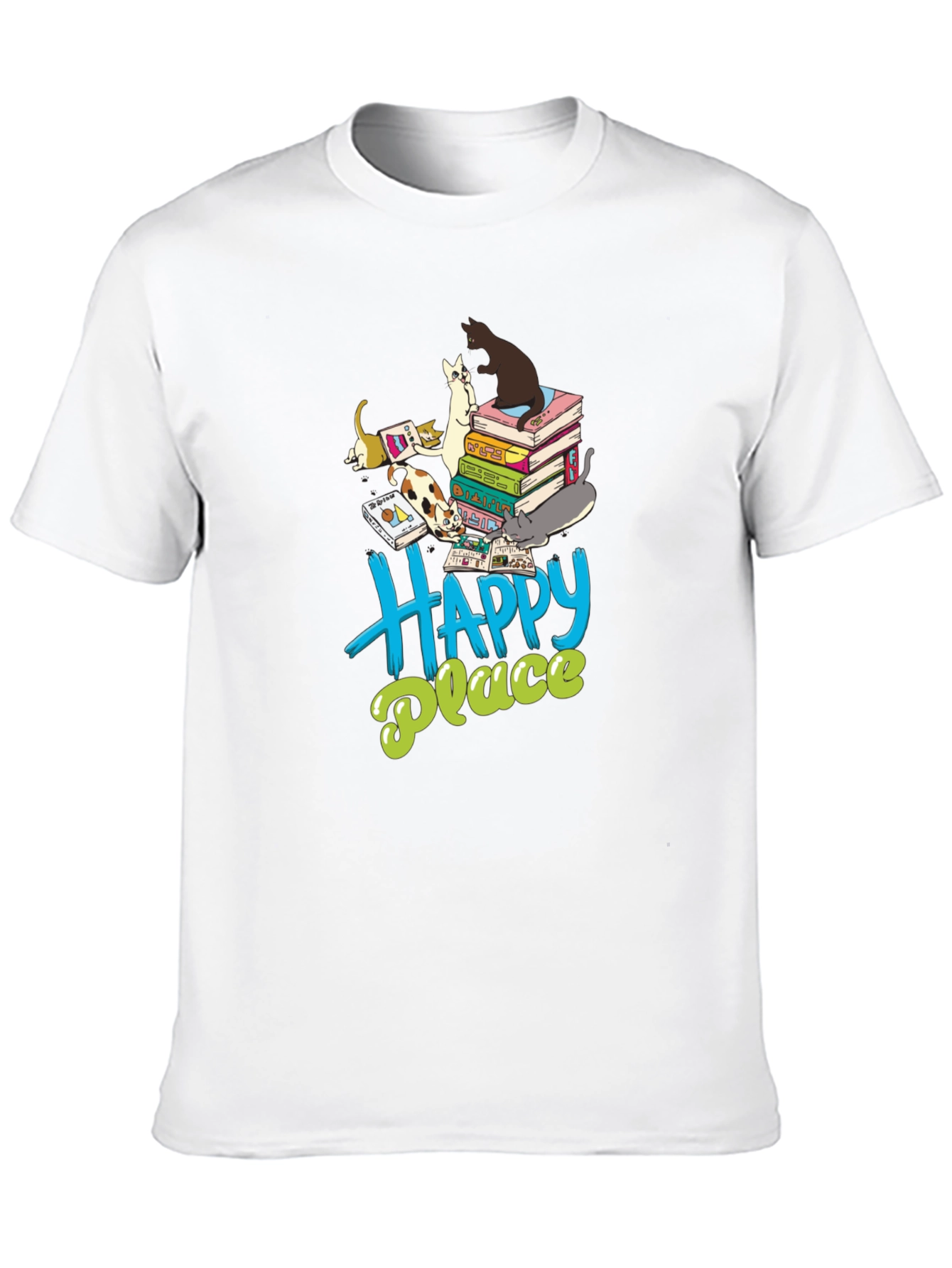 Cats & Books Happy Place Graphic Tee