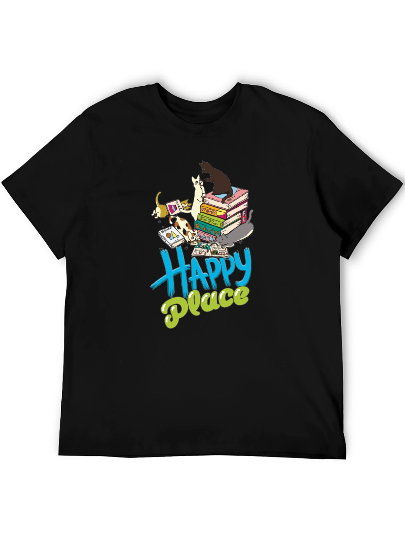 Cats & Books Happy Place Graphic Tee