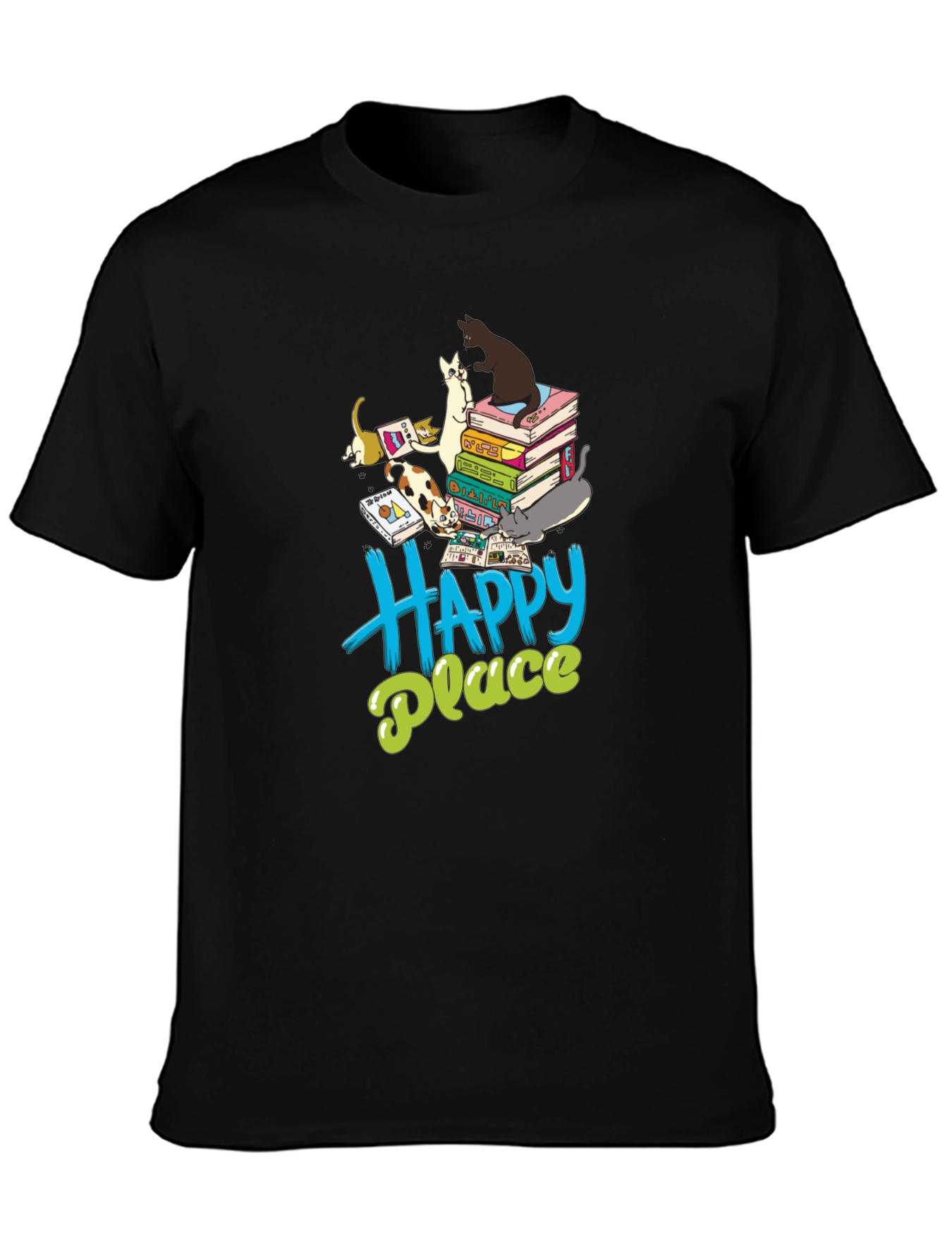 Cats & Books Happy Place Graphic Tee