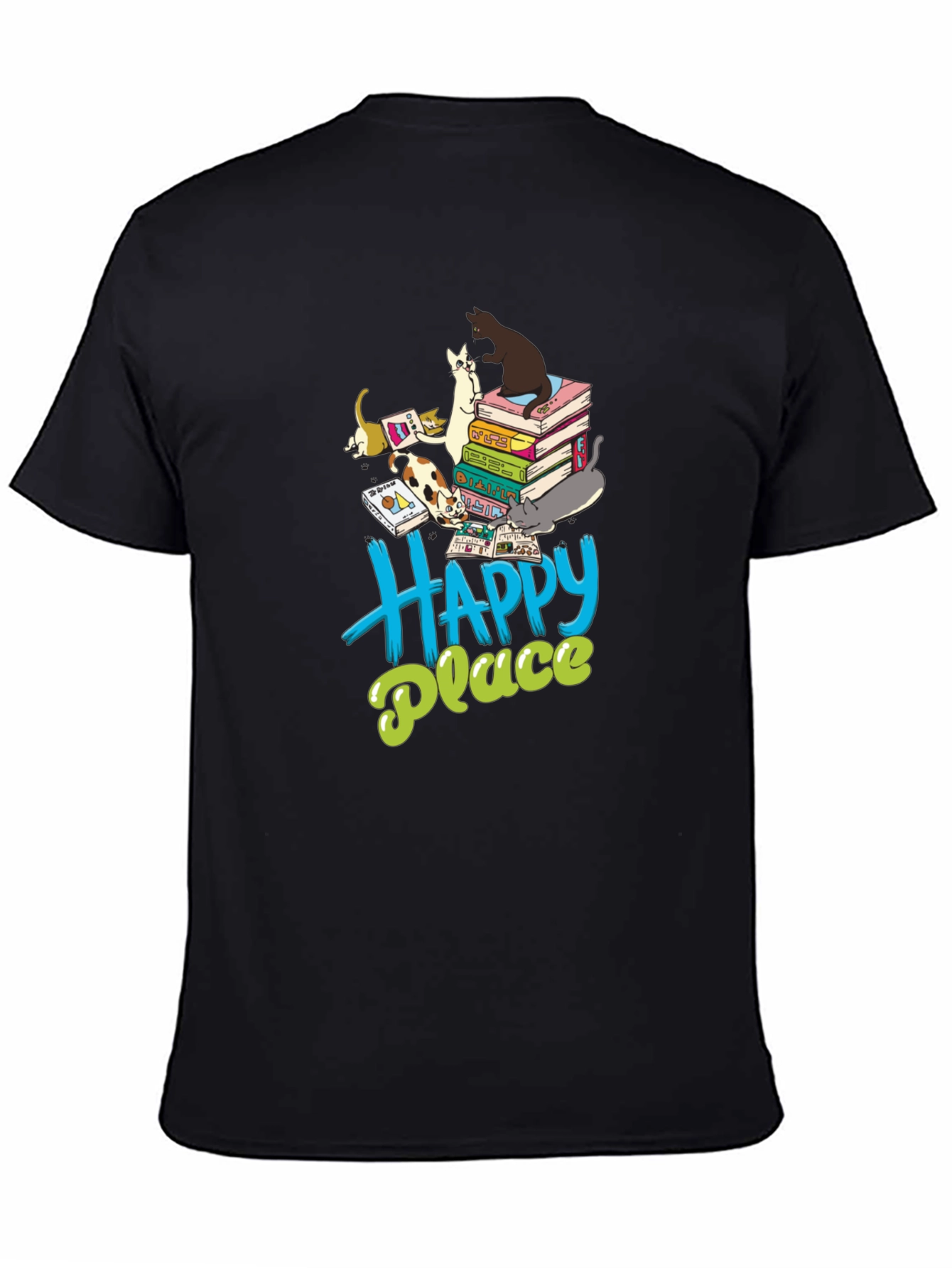 Cats & Books Happy Place Graphic Tee