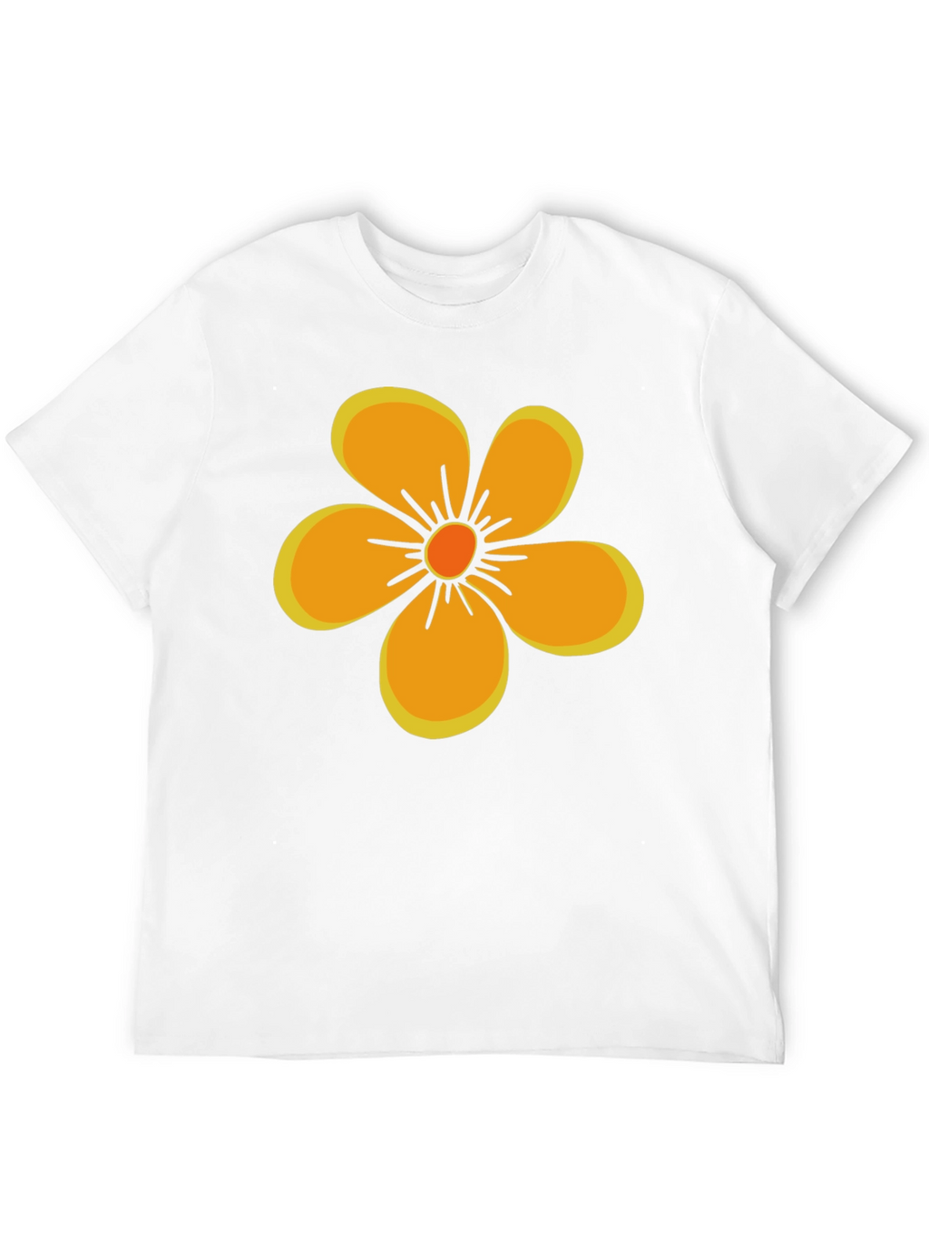 Black T-Shirt with Orange Flower Graphic