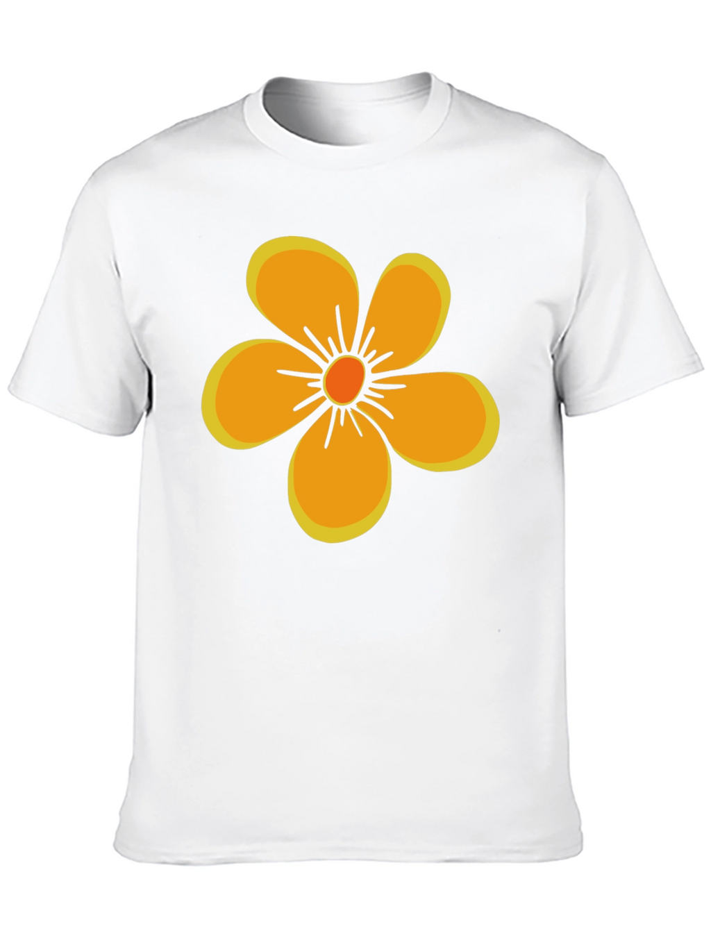 Black T-Shirt with Orange Flower Graphic