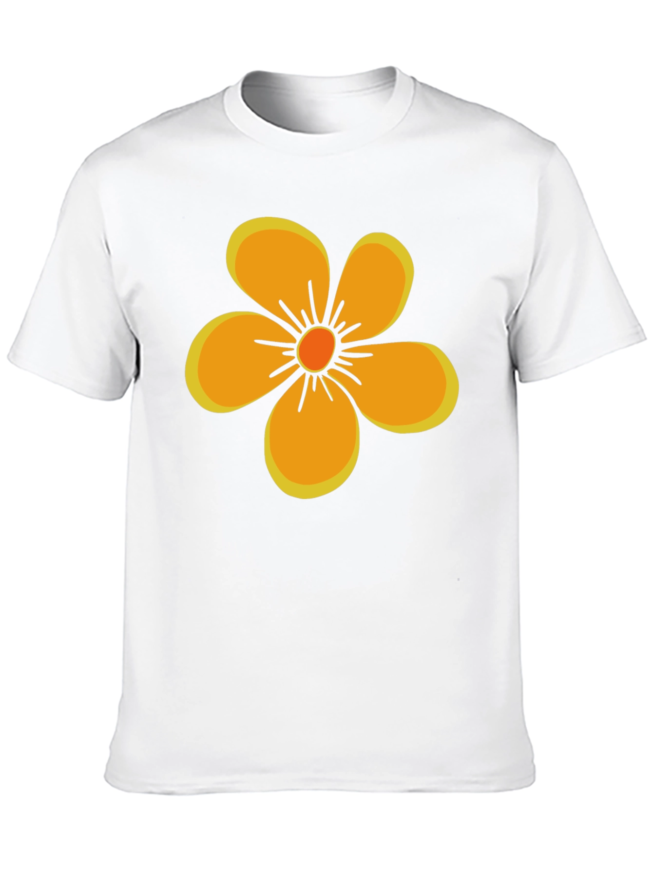 Black T-Shirt with Orange Flower Graphic