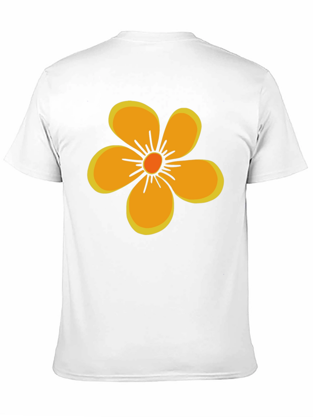 Black T-Shirt with Orange Flower Graphic