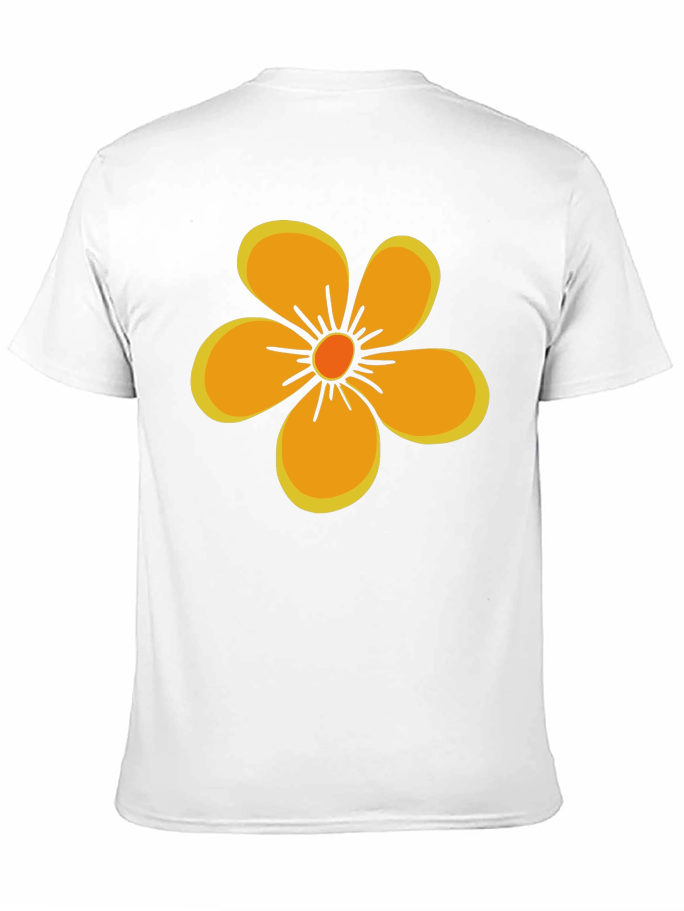 Black T-Shirt with Orange Flower Graphic