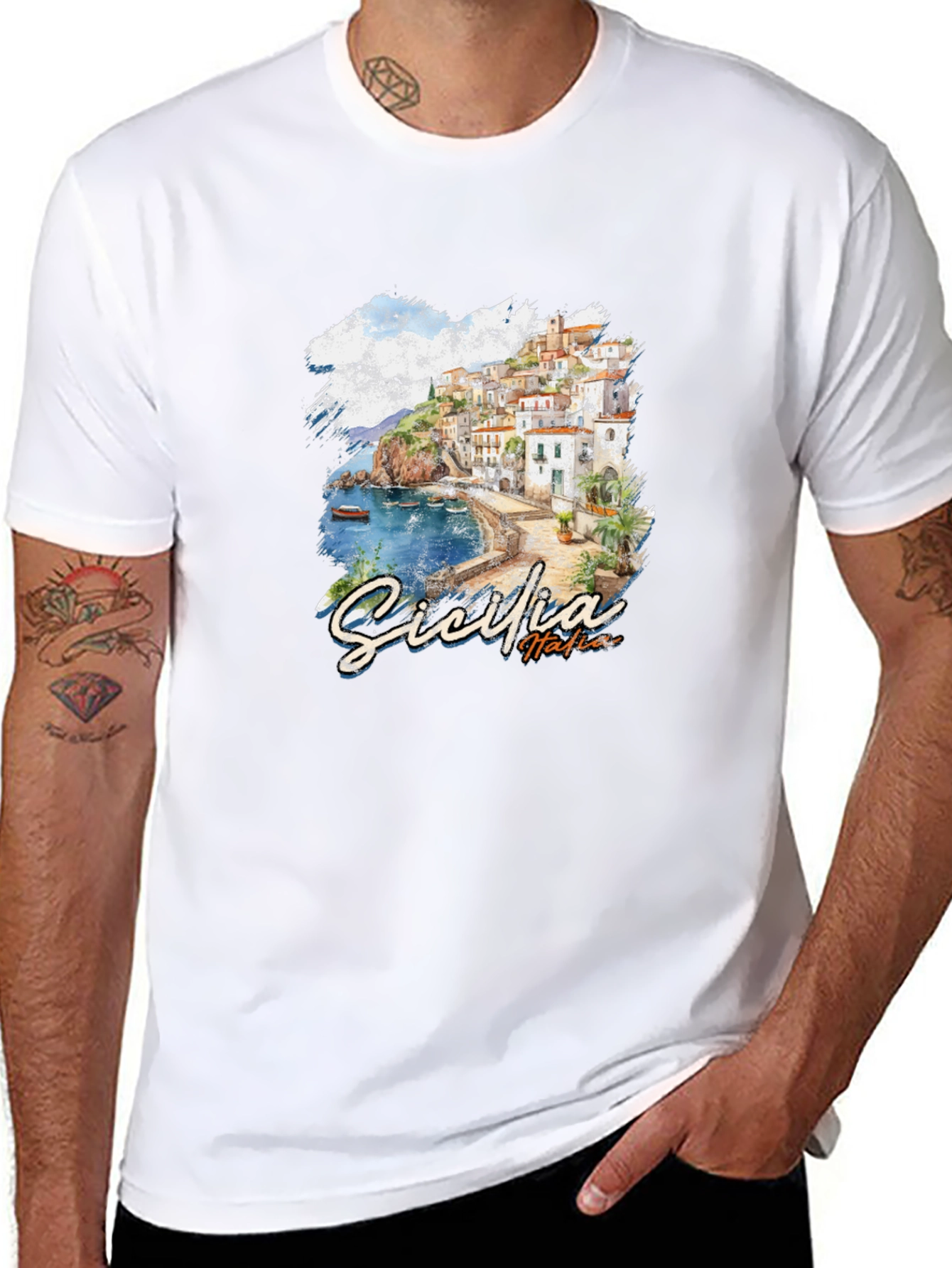 Sicilia Italia Black Graphic Tee